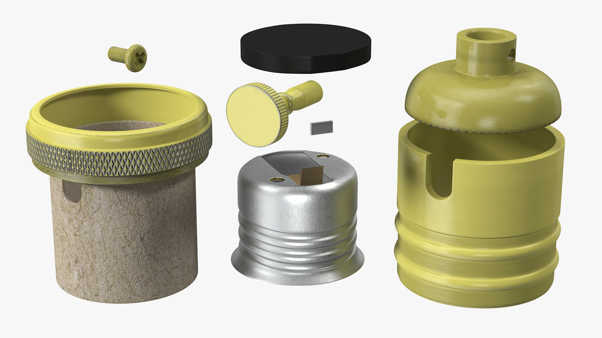 3D model Vintage Lightbulb Socket Brass