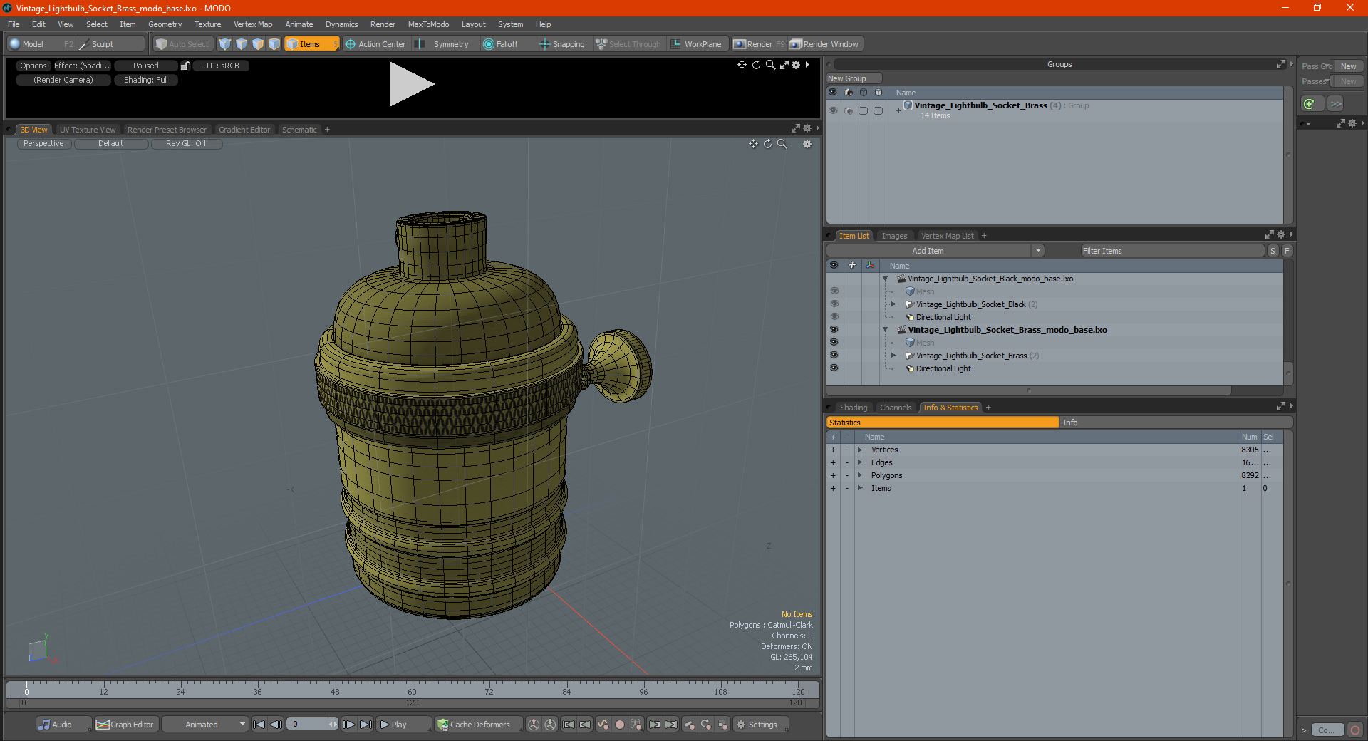 3D model Vintage Lightbulb Socket Brass
