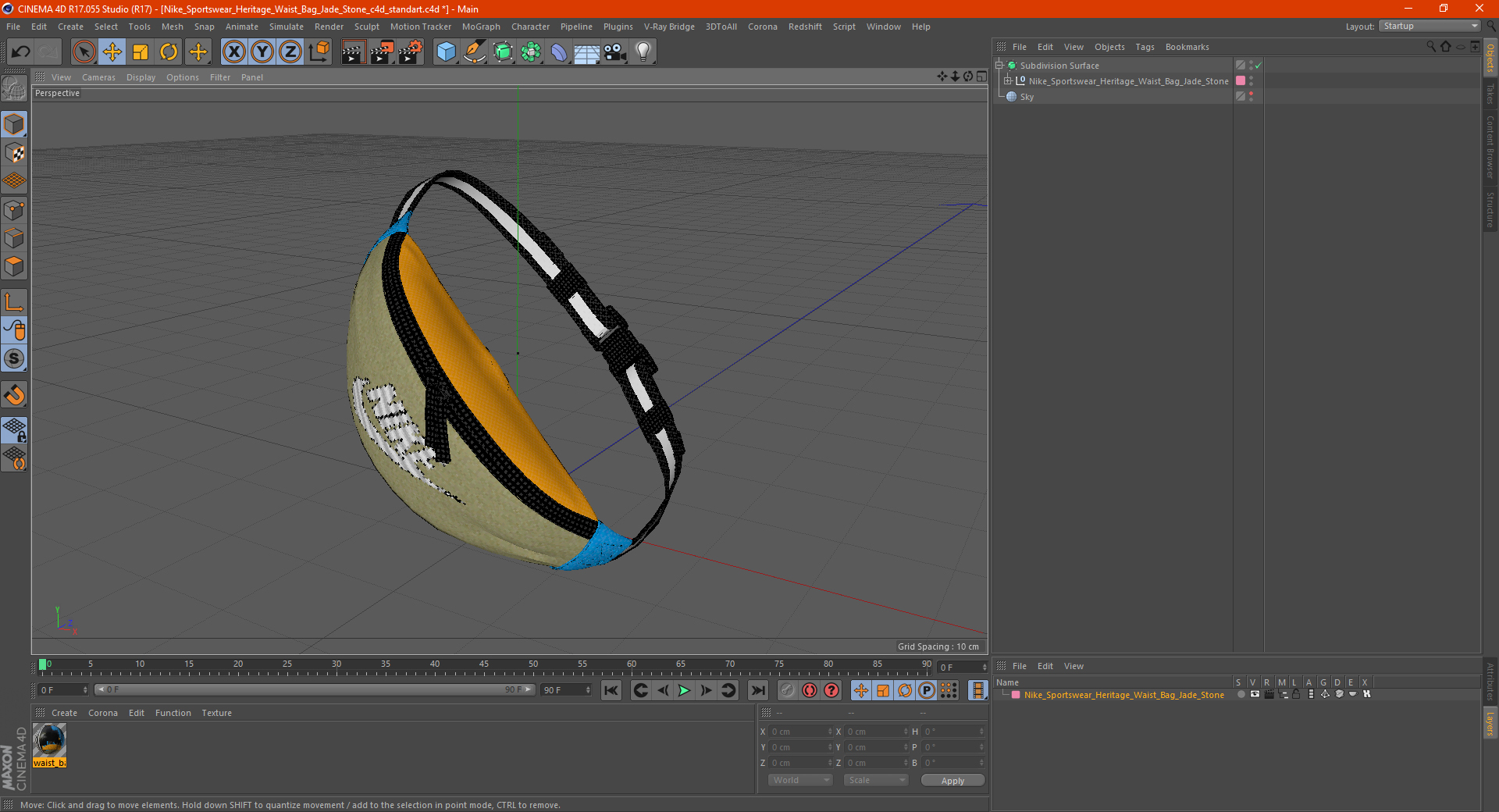 3D model Nike Sportswear Heritage Waist Bag Jade Stone