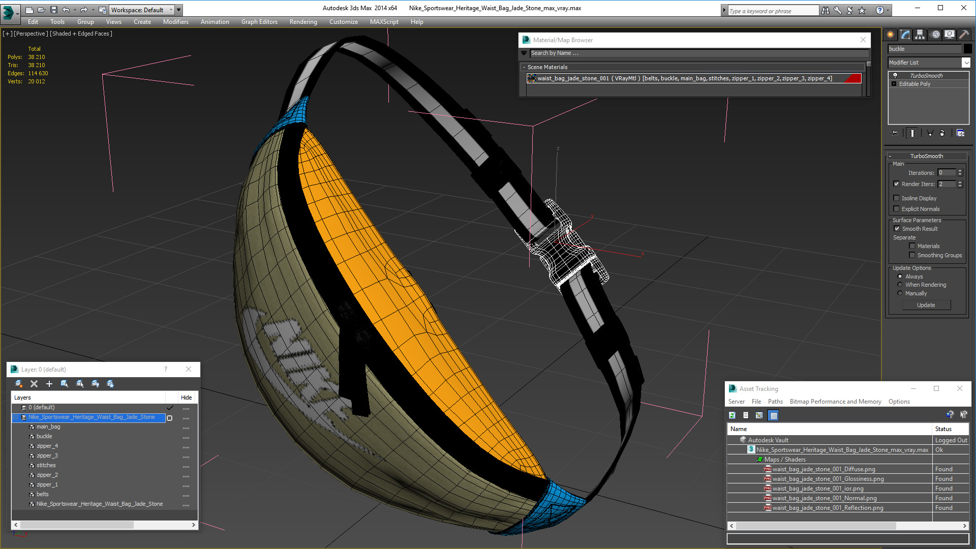 3D model Nike Sportswear Heritage Waist Bag Jade Stone