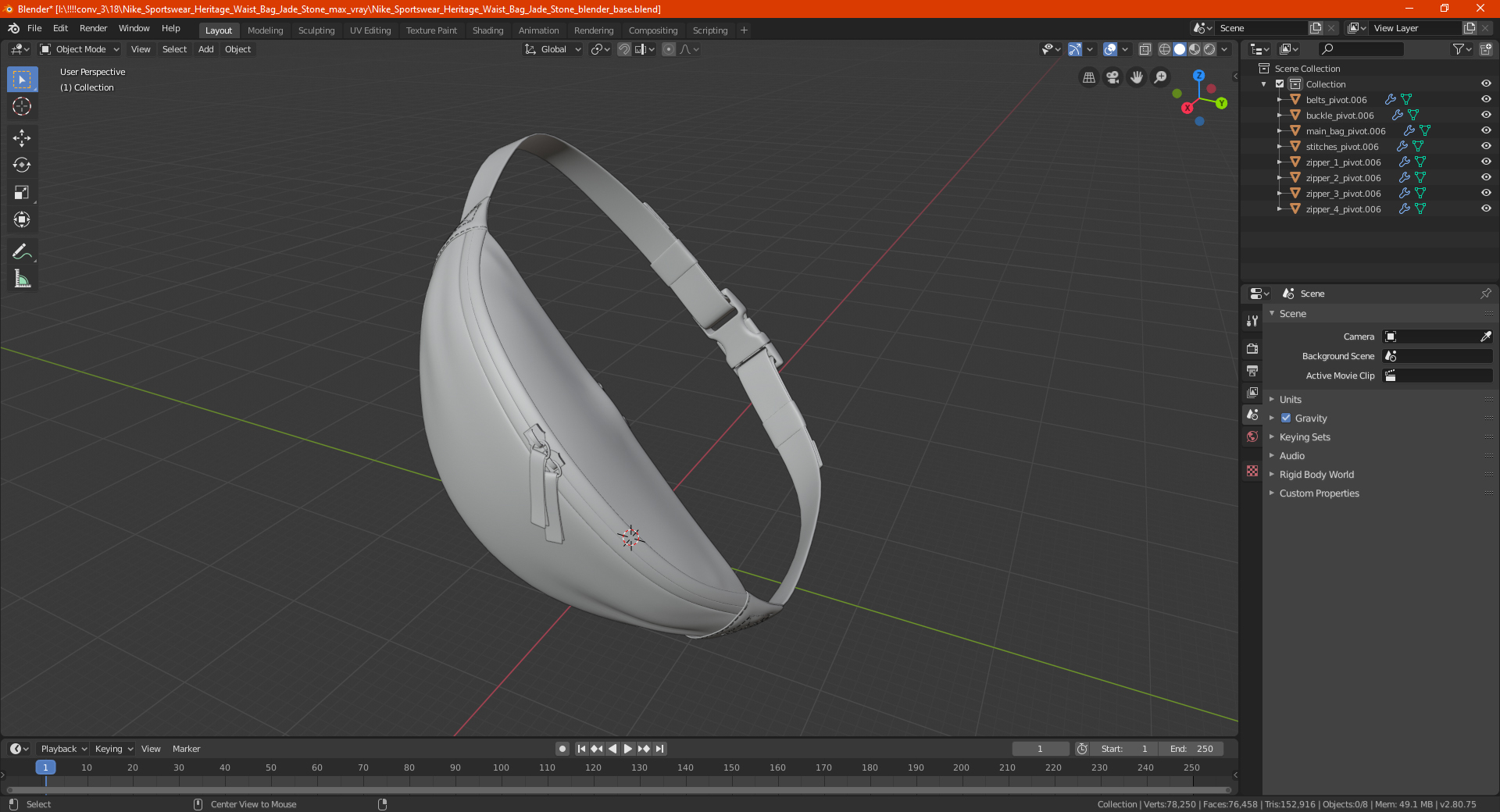 3D model Nike Sportswear Heritage Waist Bag Jade Stone