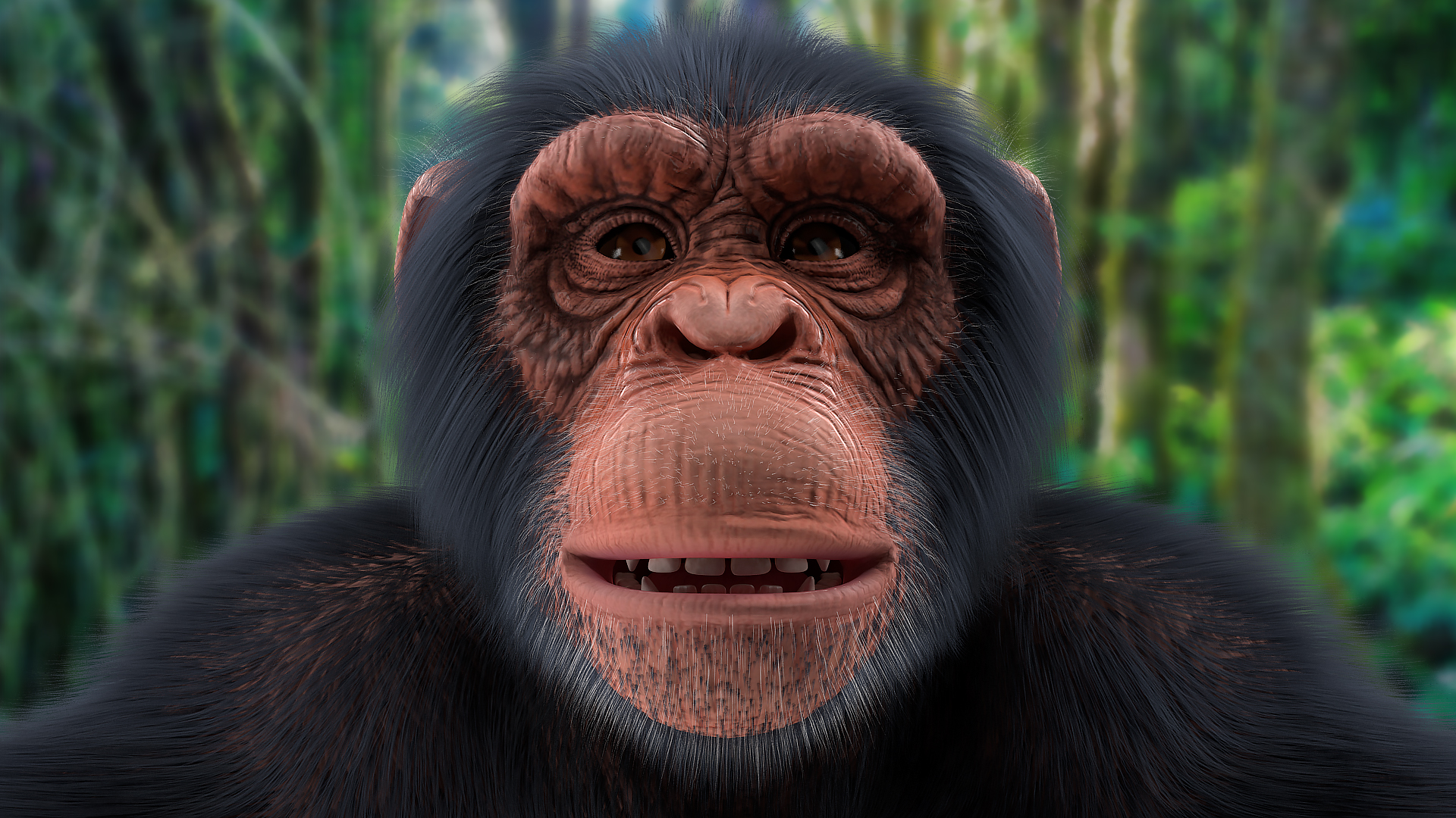 Chimpanzee T-Pose Light Fur 3D
