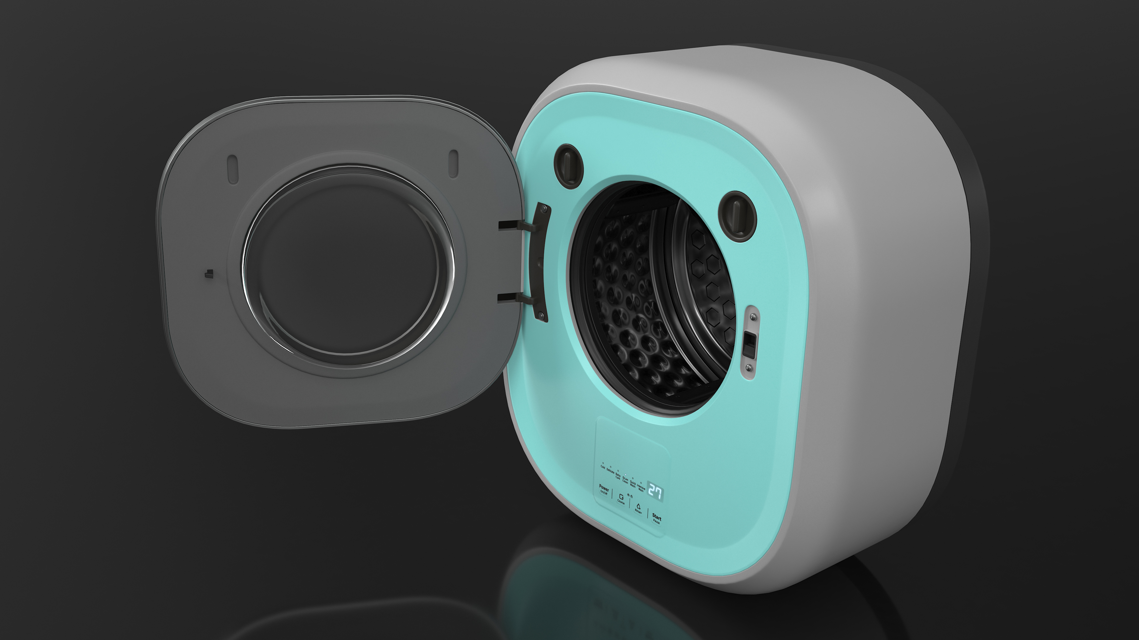 3D Mini Washing Machine Wall Mounted Blue model