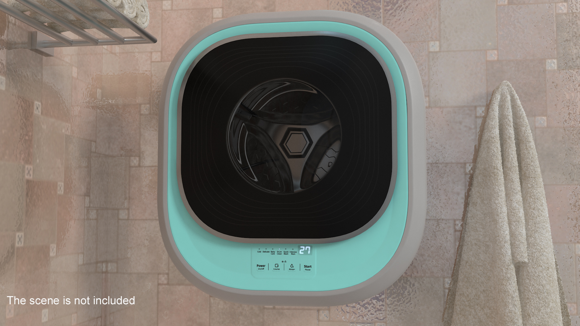 3D Mini Washing Machine Wall Mounted Blue model