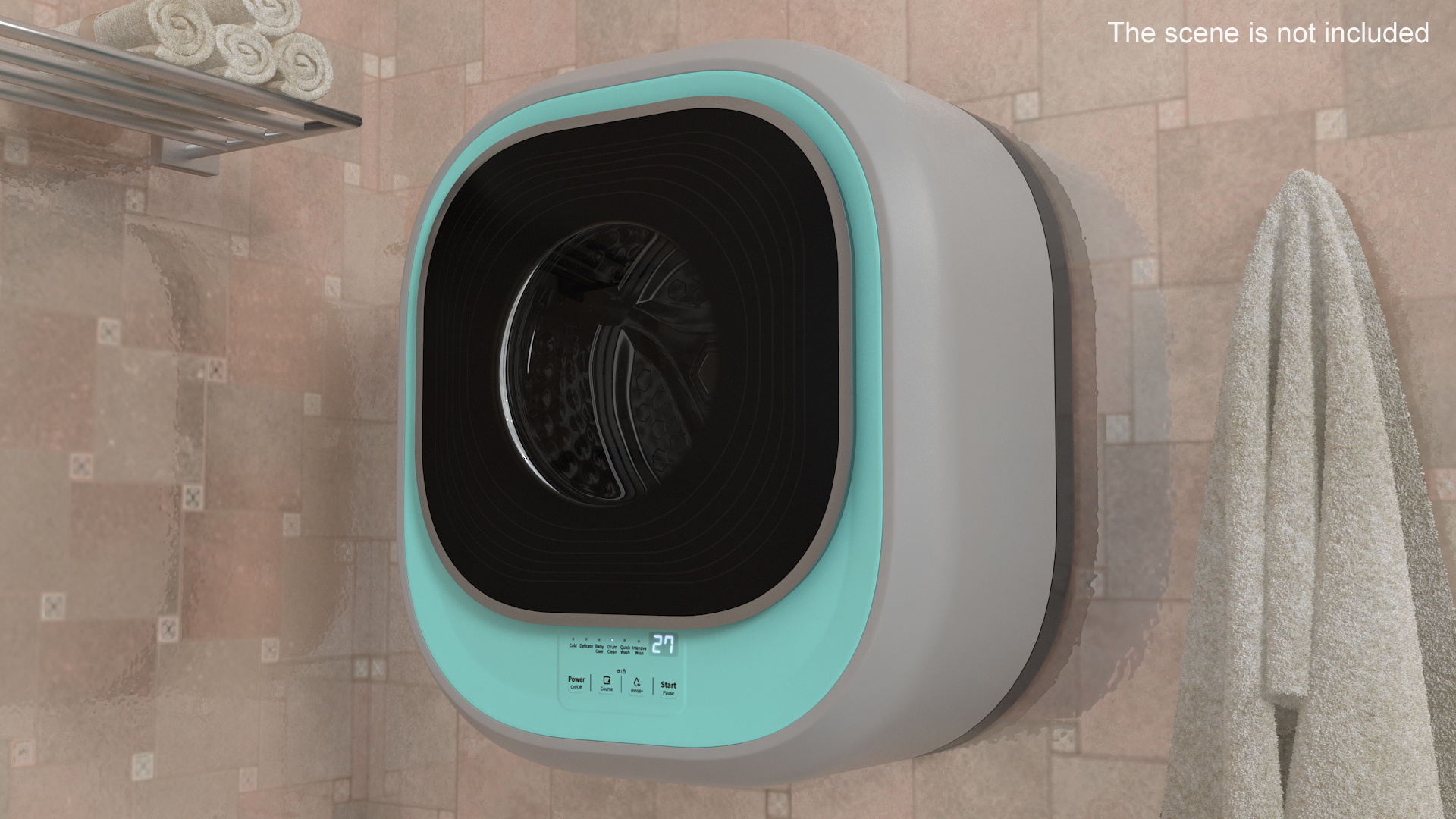 3D Mini Washing Machine Wall Mounted Blue model