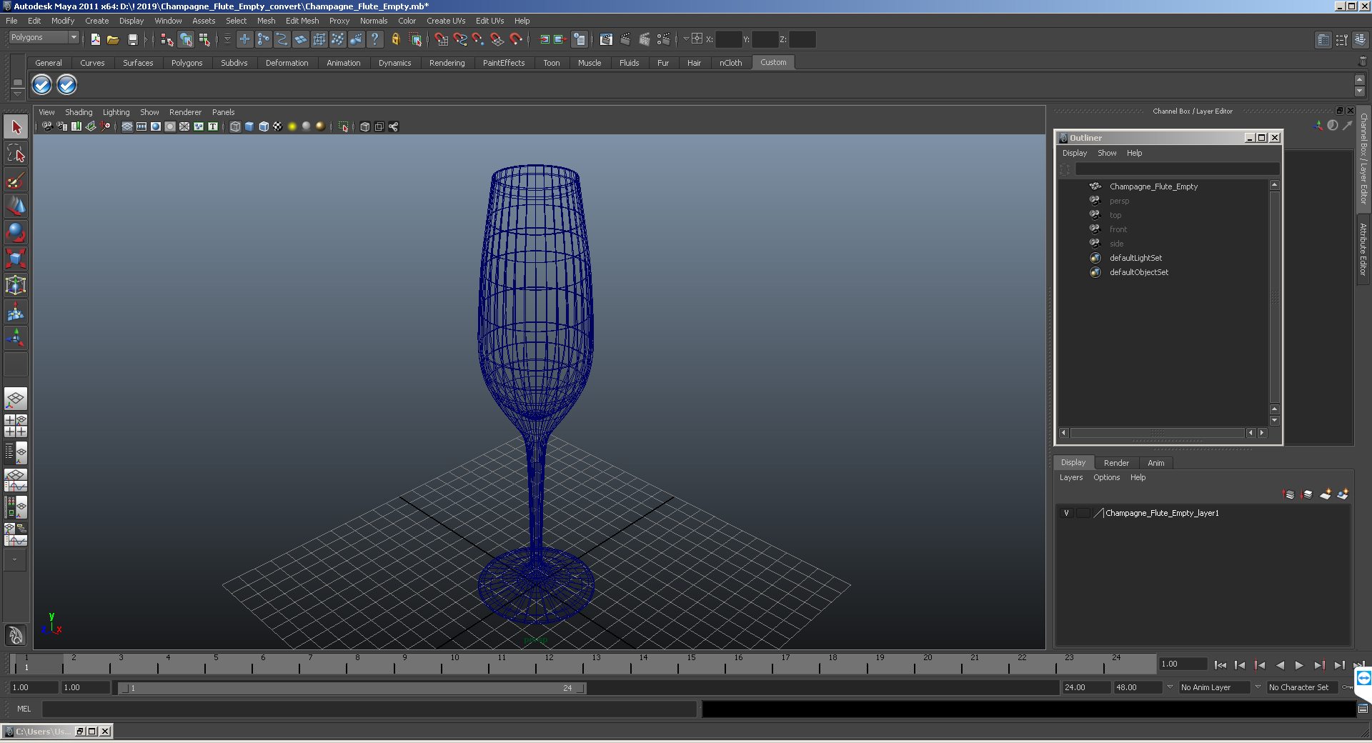 3D Champagne Flute Empty