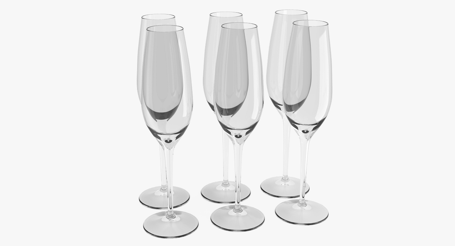 3D Champagne Flute Empty