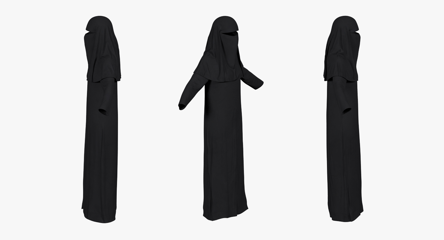 3D model Arabian Woman in Black Abaya Rigged