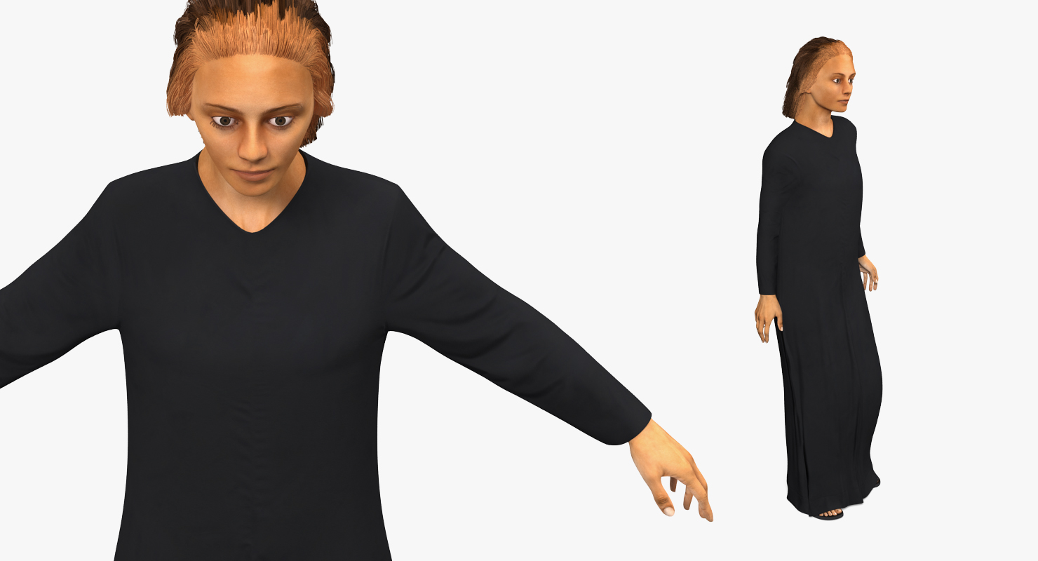 3D model Arabian Woman in Black Abaya Rigged