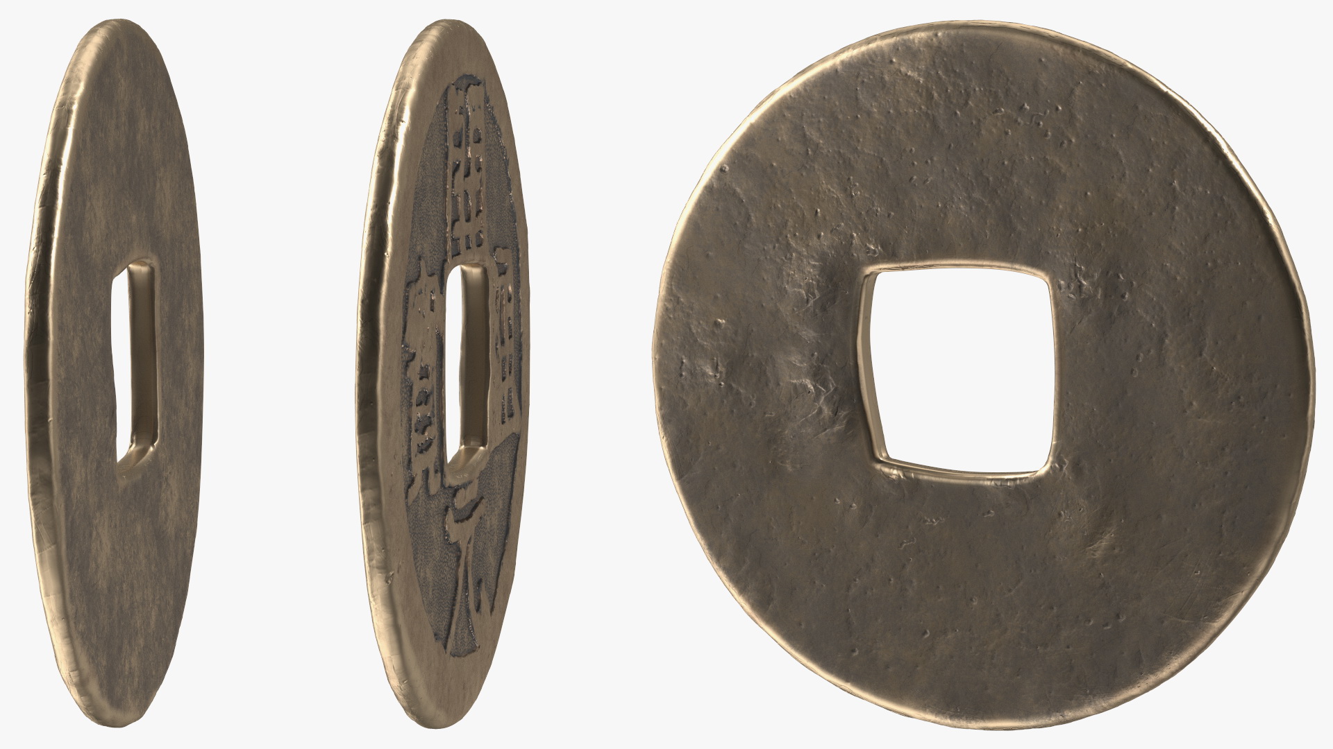 Chinese Tang Kaiyuan Tongbao 1 Cash Coin Bronze 3D