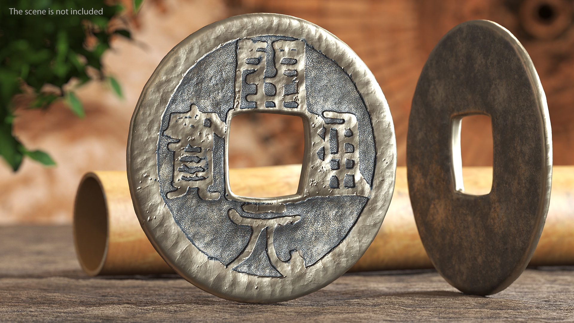 Chinese Tang Kaiyuan Tongbao 1 Cash Coin Bronze 3D