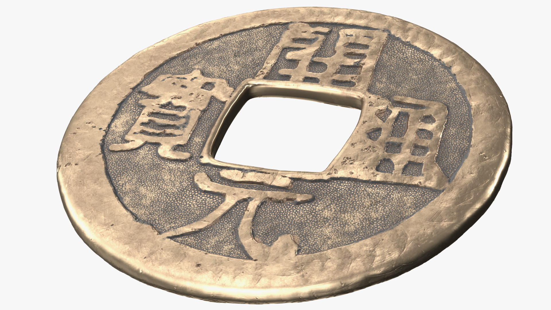 Chinese Tang Kaiyuan Tongbao 1 Cash Coin Bronze 3D