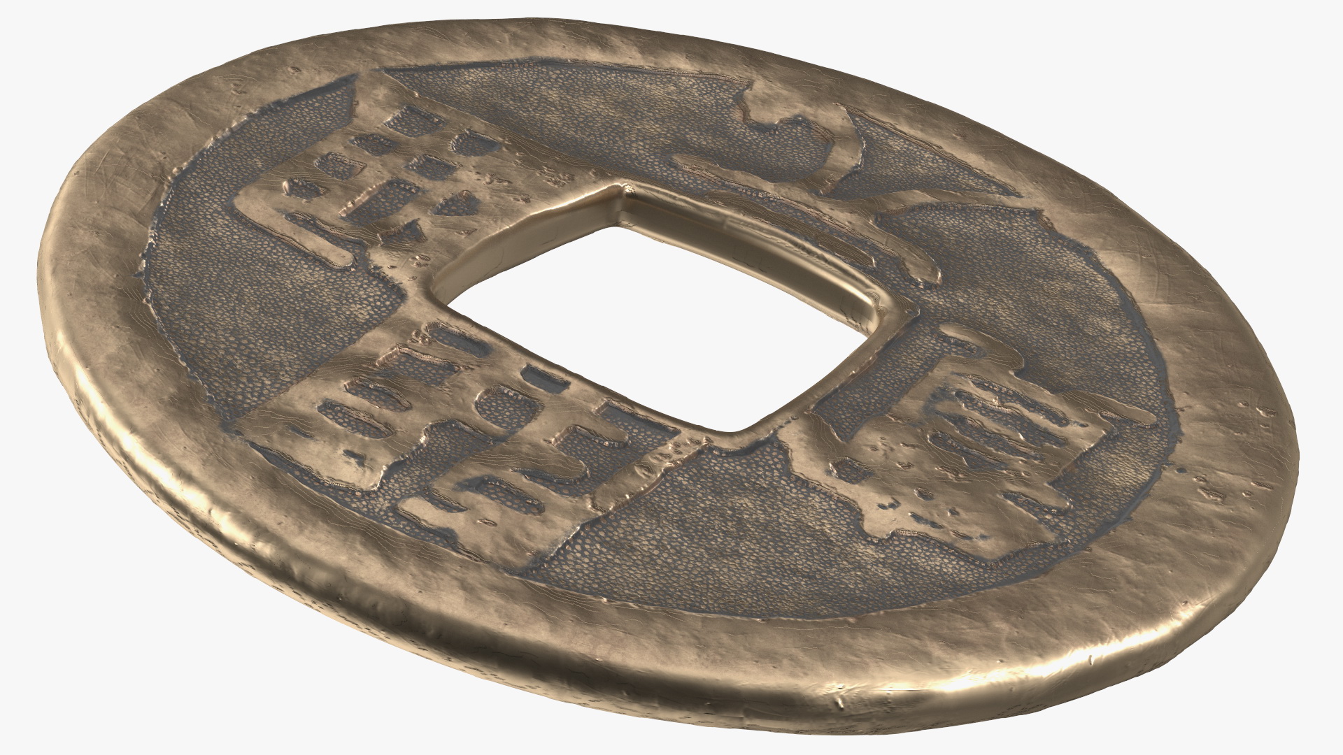 Chinese Tang Kaiyuan Tongbao 1 Cash Coin Bronze 3D