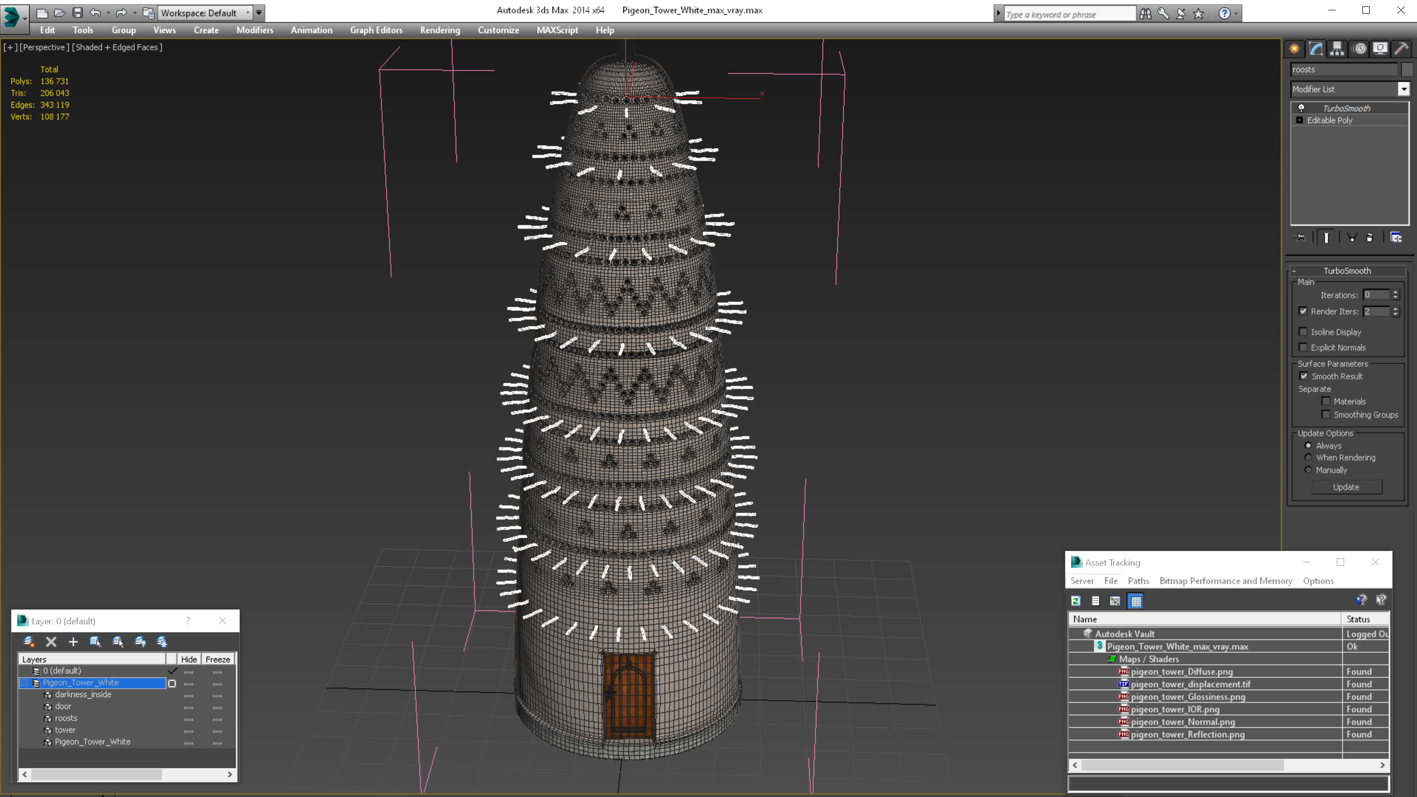 3D Pigeon Tower White model