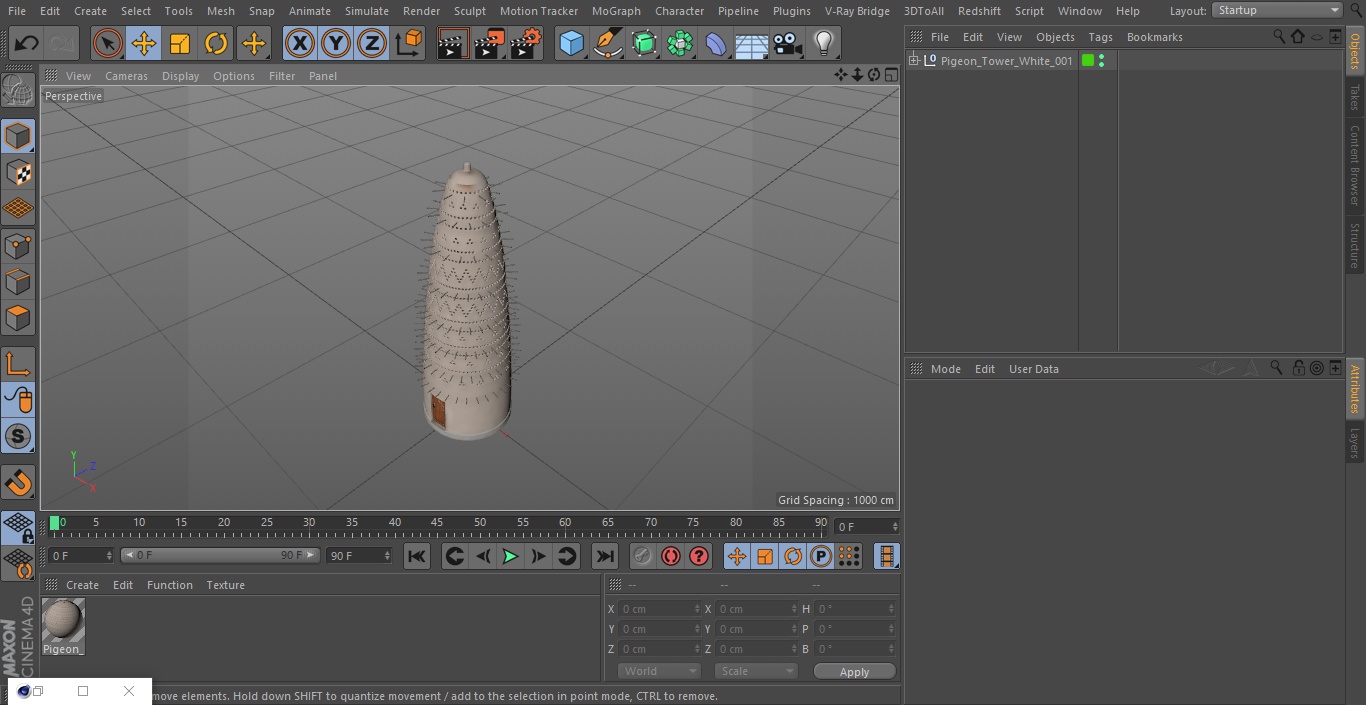 3D Pigeon Tower White model