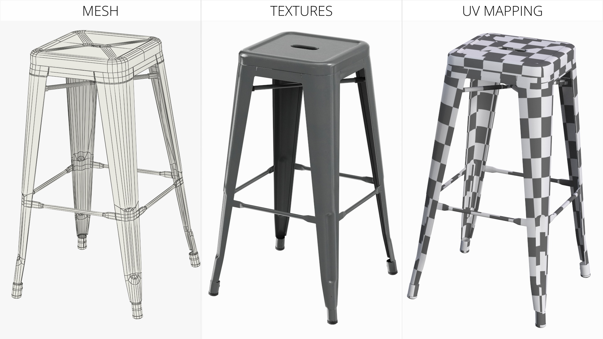 Loft Metal Stool without Backrest Game Ready, view 6