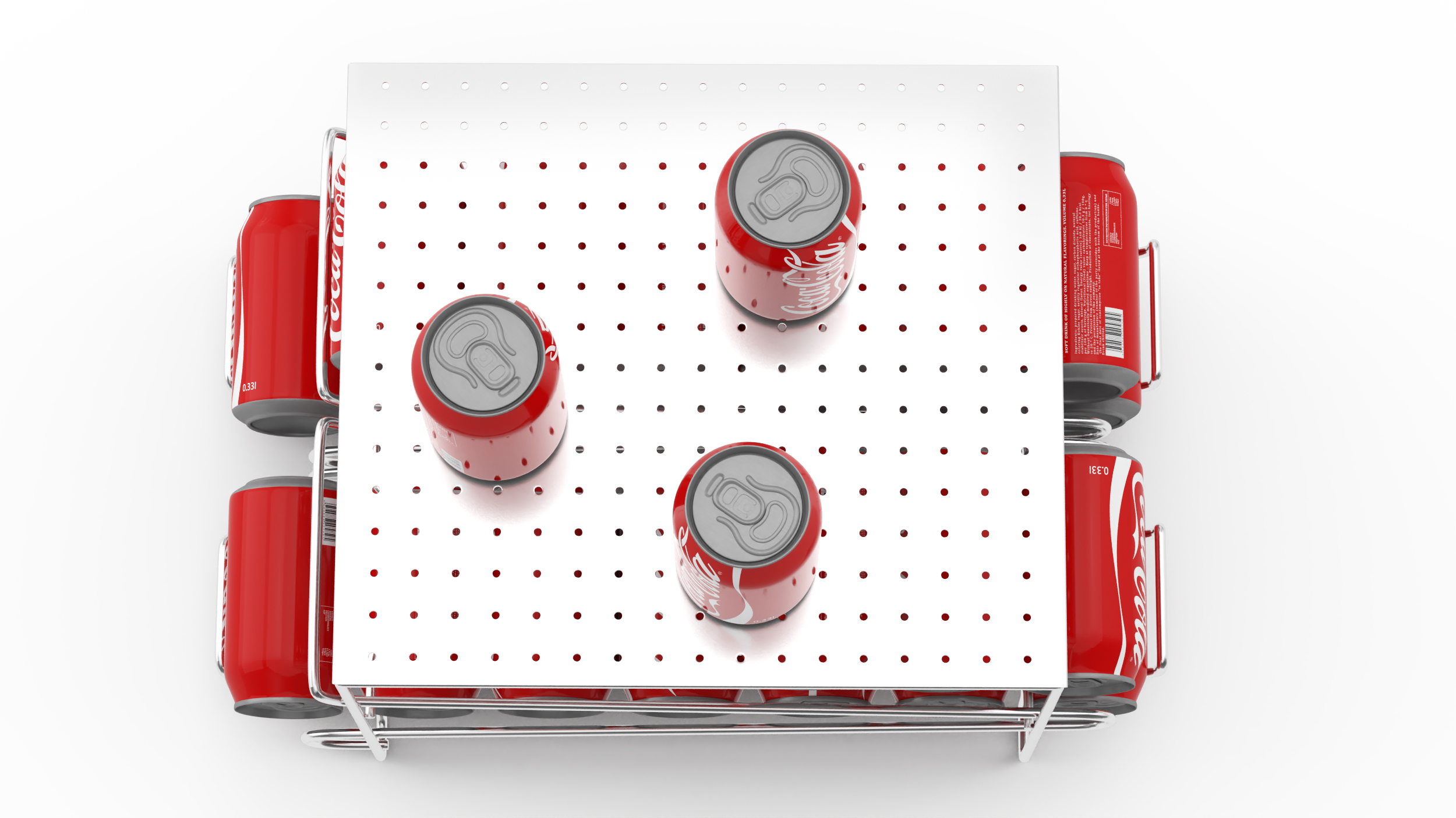 2 Tier Can Rack Organizer Chrome with Cola Cans 3D