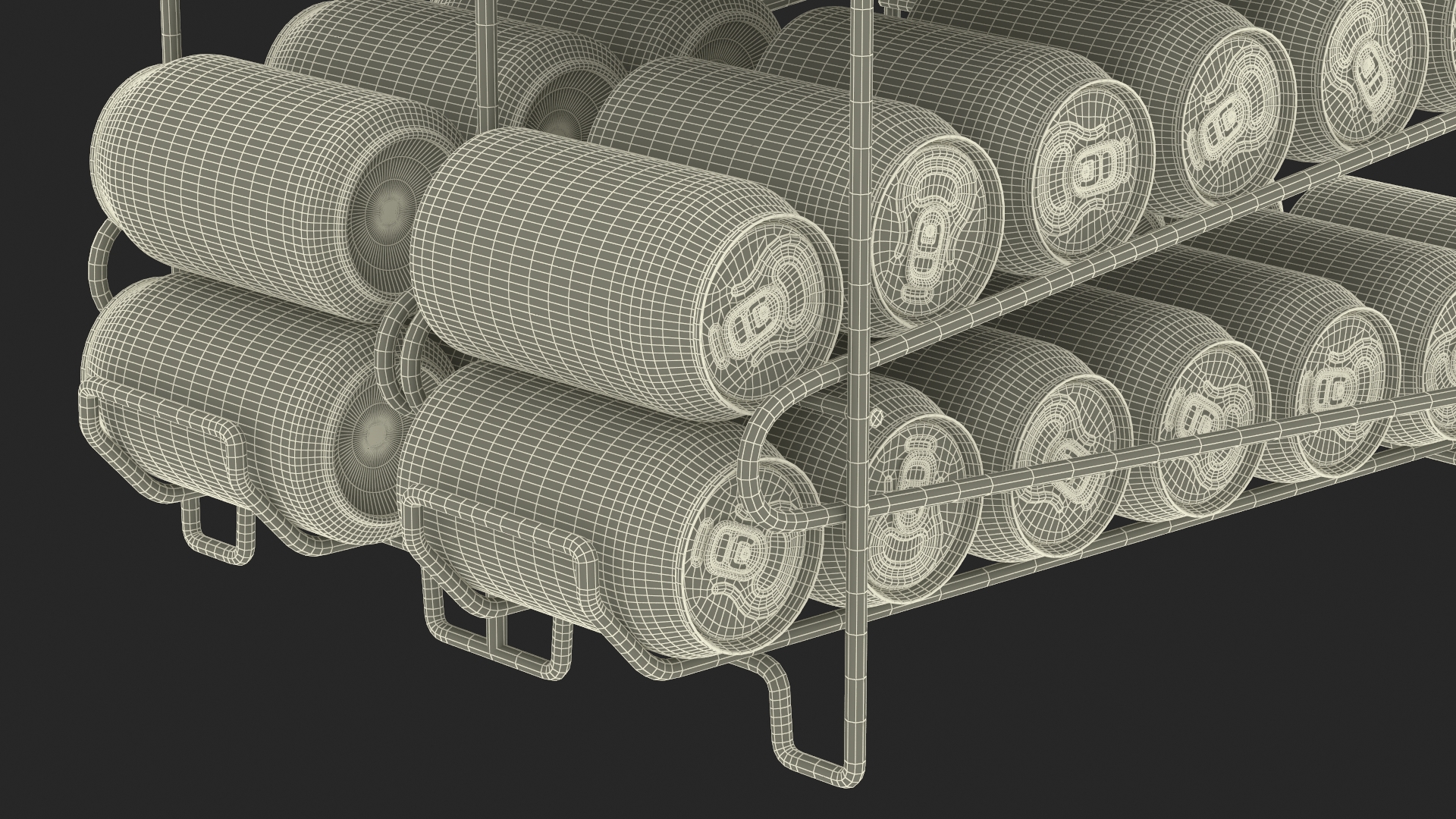 2 Tier Can Rack Organizer Chrome with Cola Cans 3D