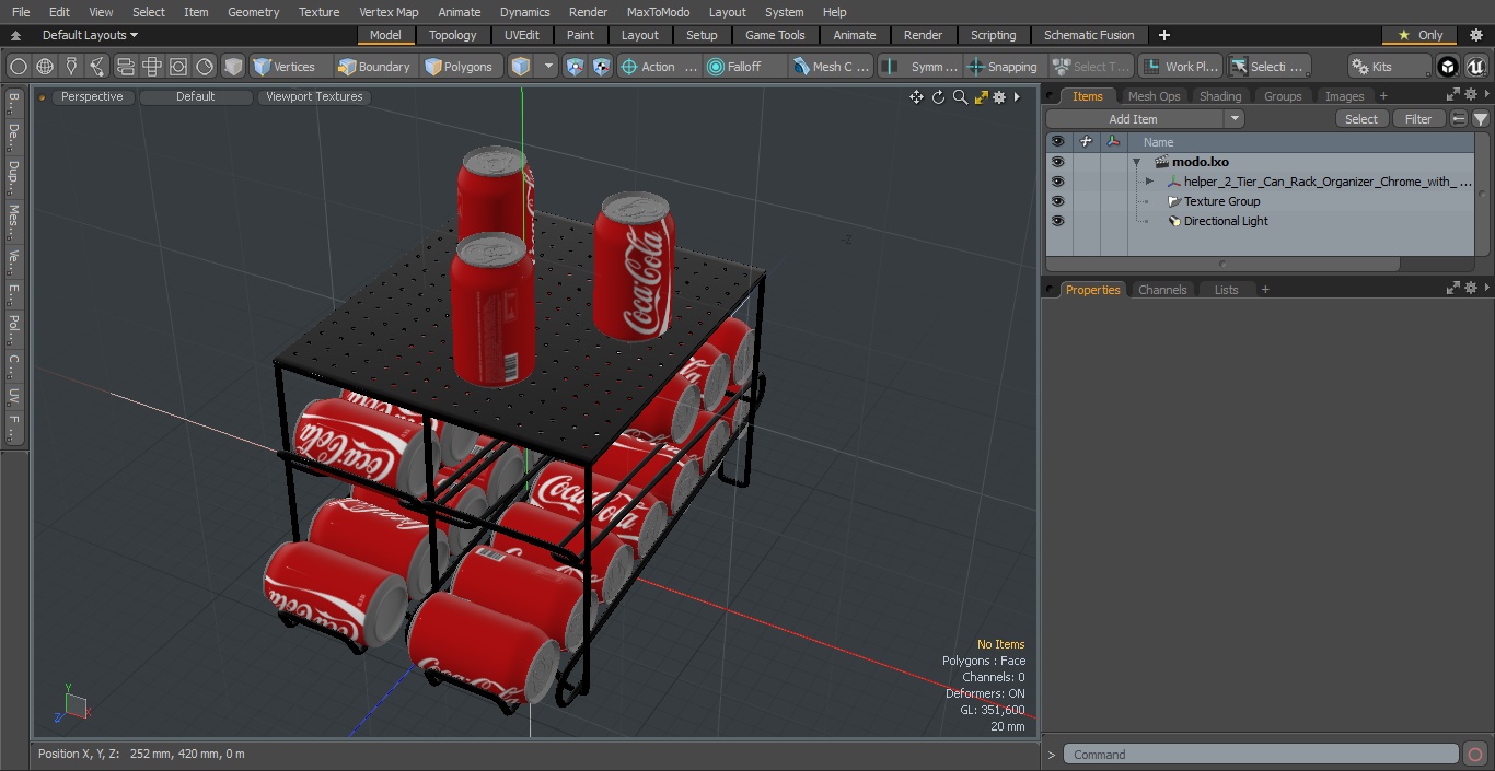 2 Tier Can Rack Organizer Chrome with Cola Cans 3D