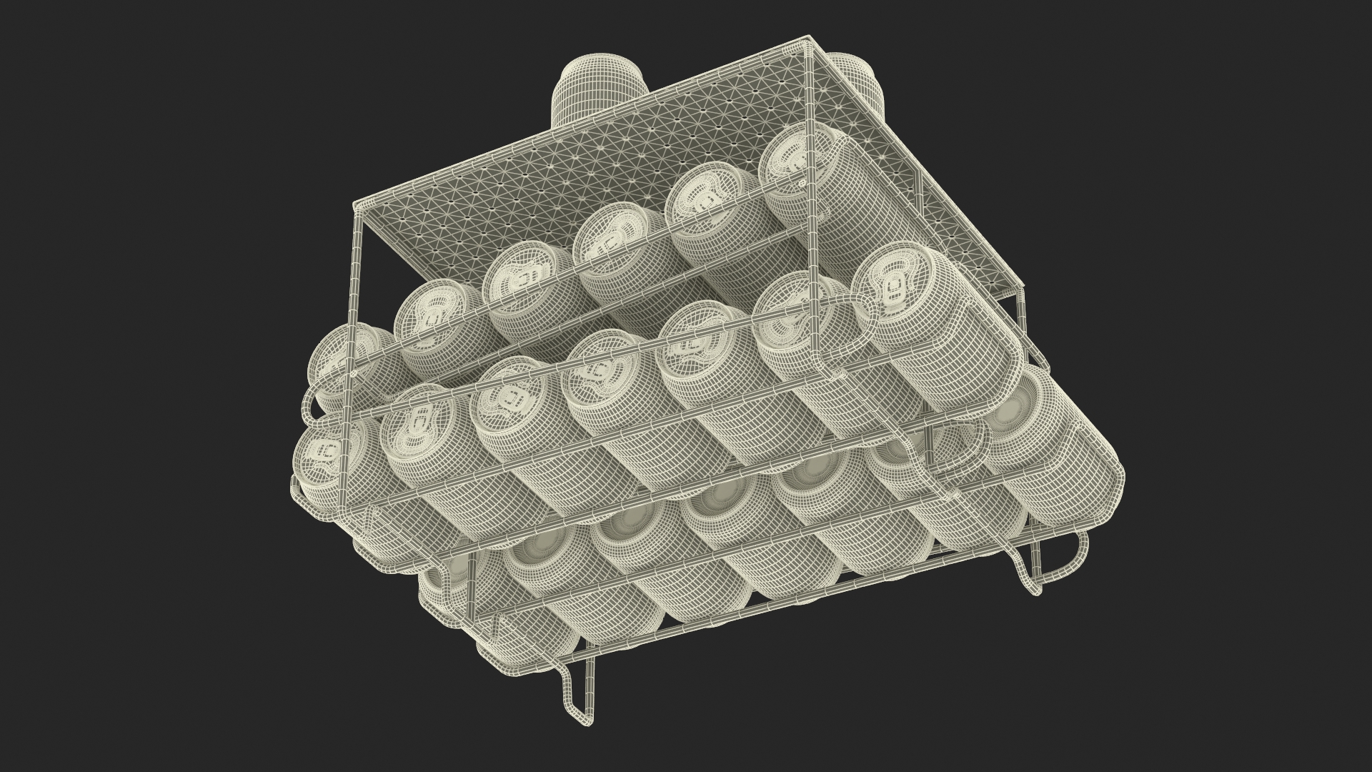 2 Tier Can Rack Organizer Chrome with Cola Cans 3D