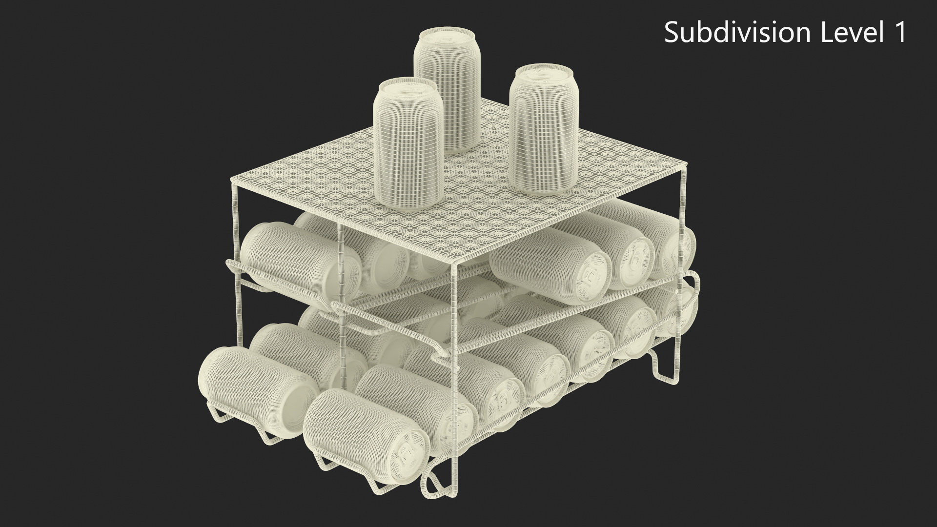 2 Tier Can Rack Organizer Chrome with Cola Cans 3D