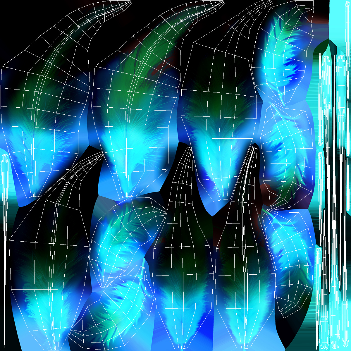 Dreamcatcher with Blue Feathers Four Rings 3D