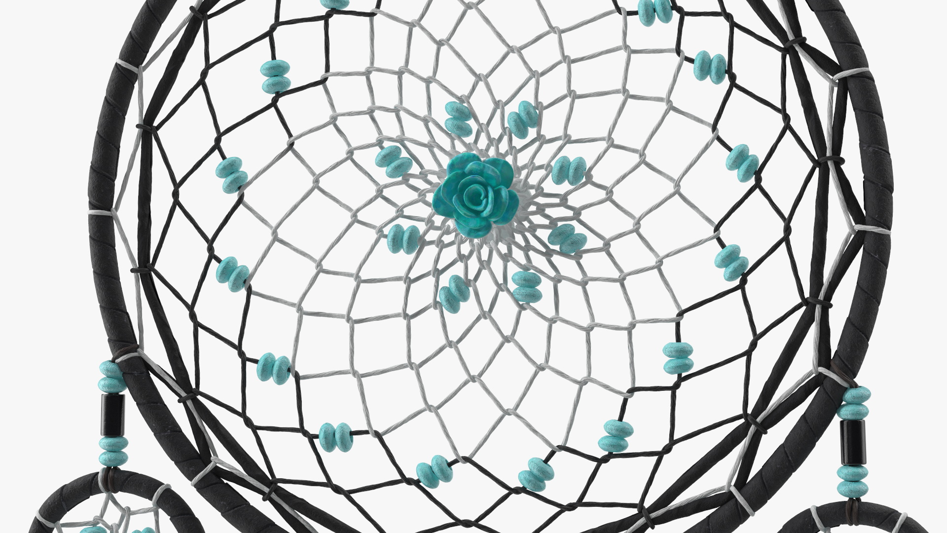 Dreamcatcher with Blue Feathers Four Rings 3D