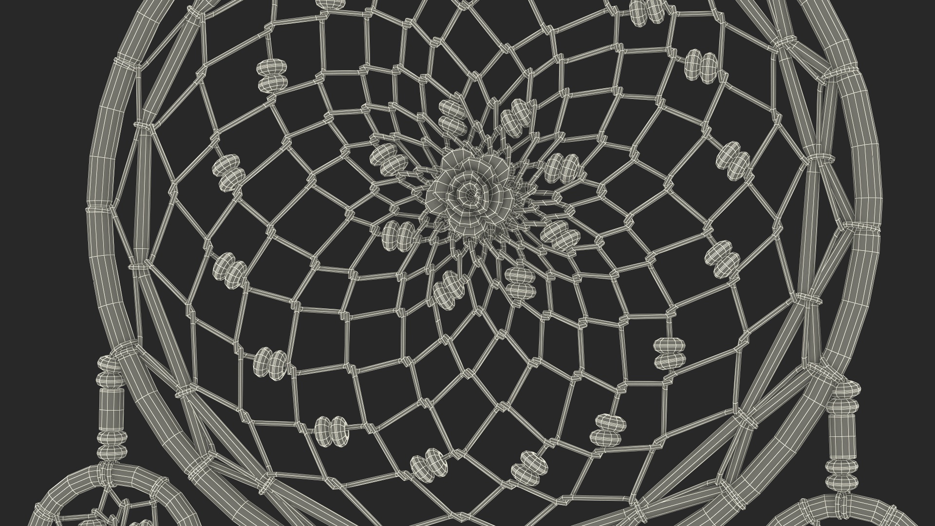 Dreamcatcher with Blue Feathers Four Rings 3D