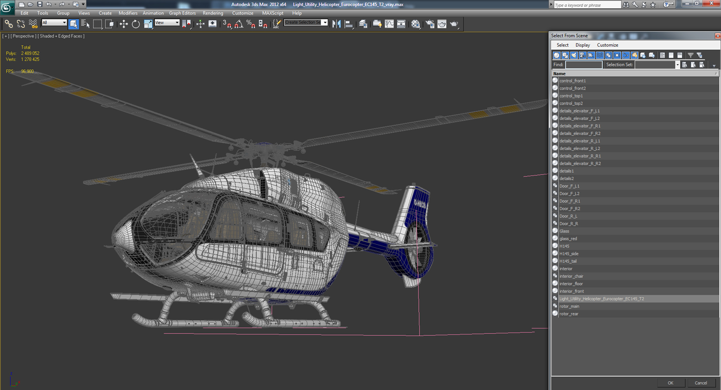 Light Utility Helicopter Eurocopter EC145 T2 3D model