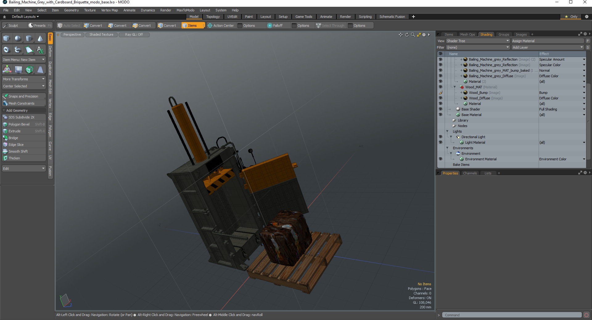 3D model Bailing Machine Grey with Cardboard Briquette
