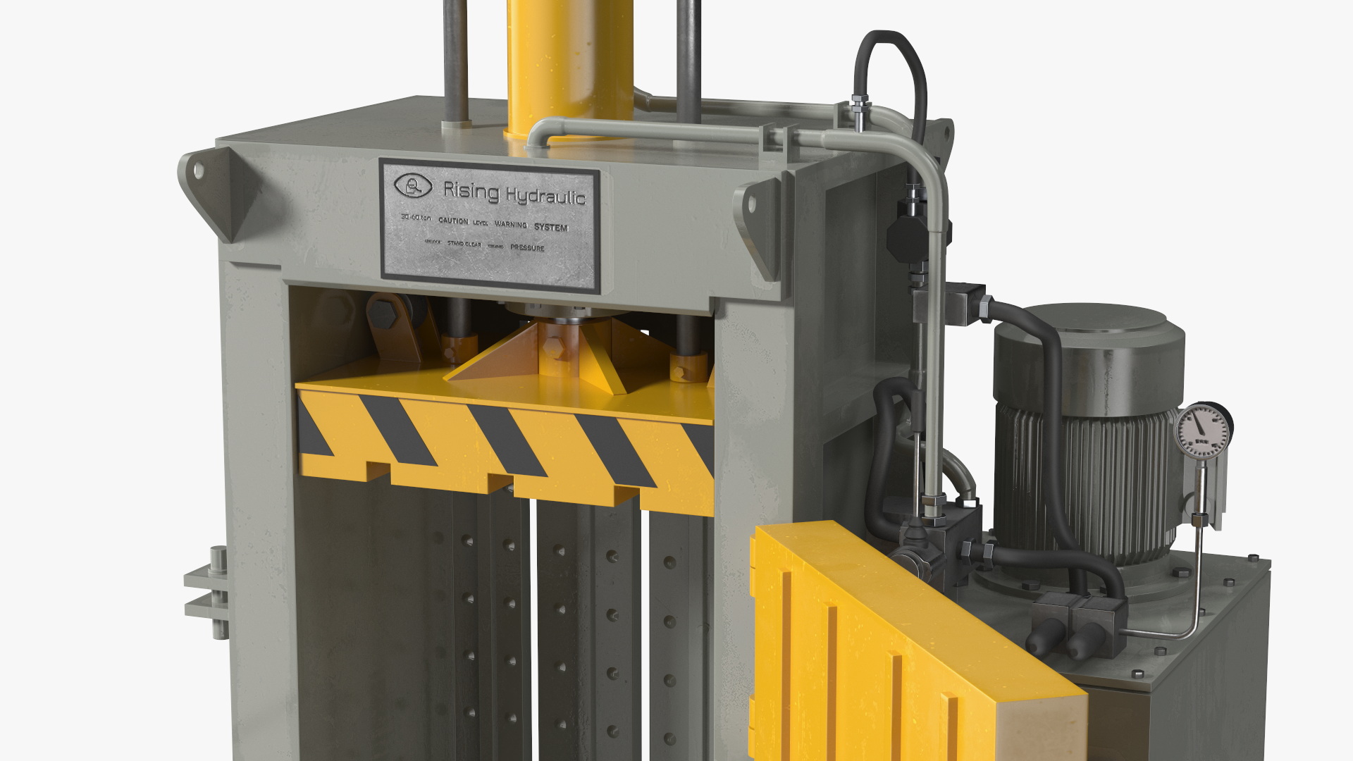 3D model Bailing Machine Grey with Cardboard Briquette
