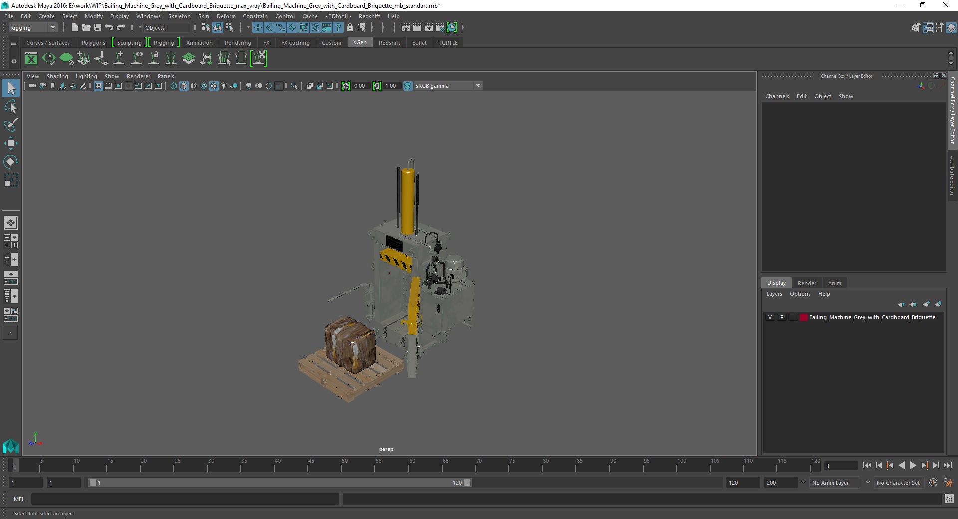 3D model Bailing Machine Grey with Cardboard Briquette