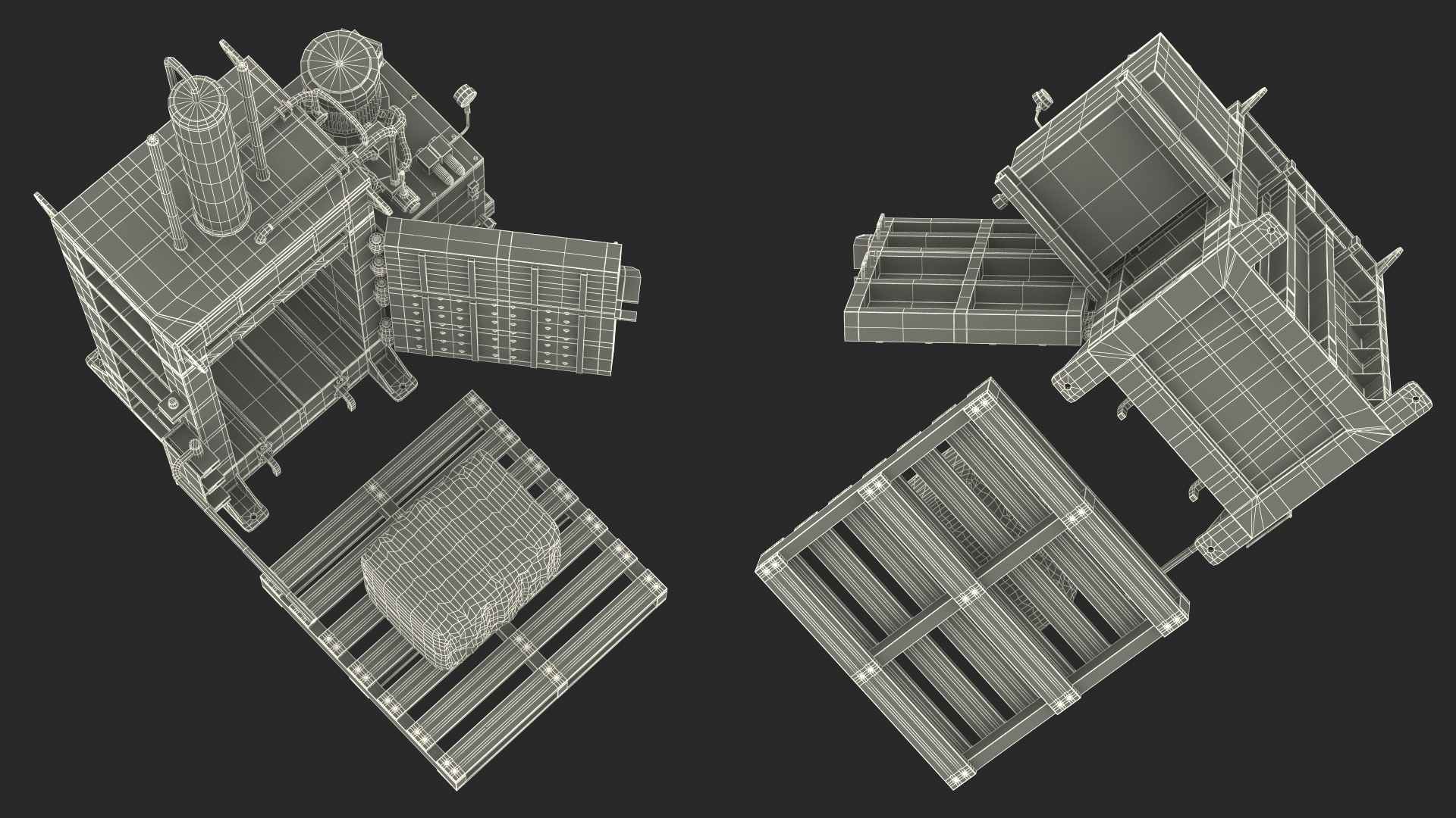 3D model Bailing Machine Grey with Cardboard Briquette