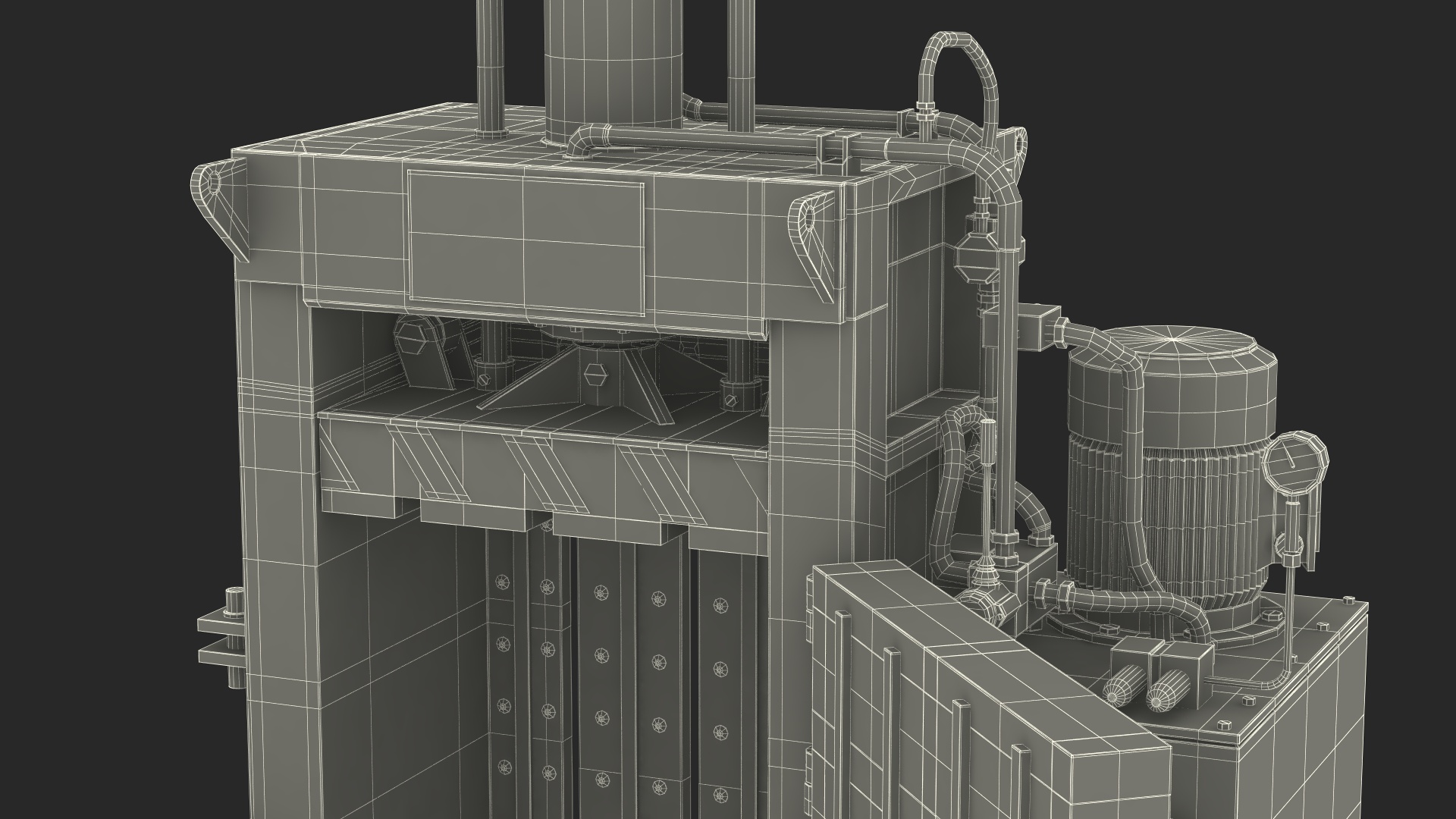3D model Bailing Machine Grey with Cardboard Briquette