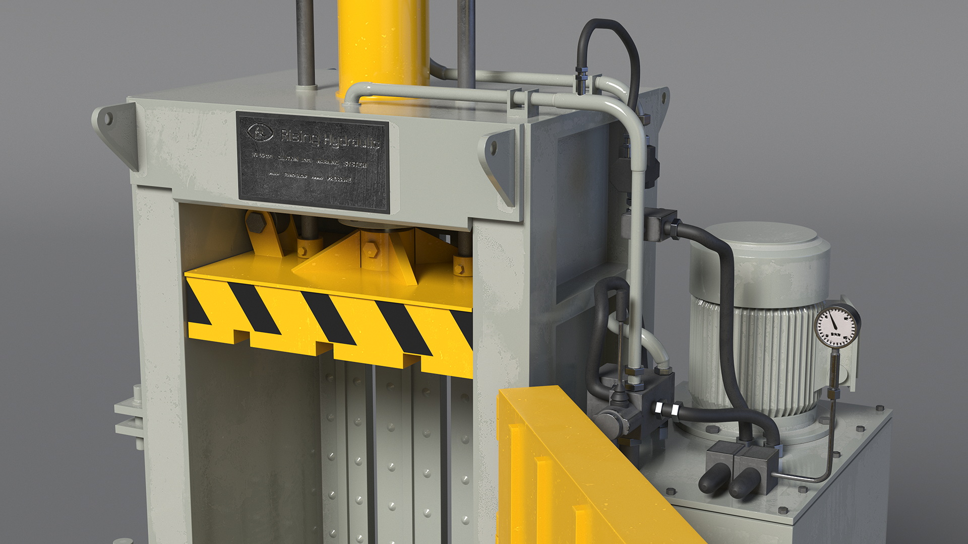 3D model Bailing Machine Grey with Cardboard Briquette