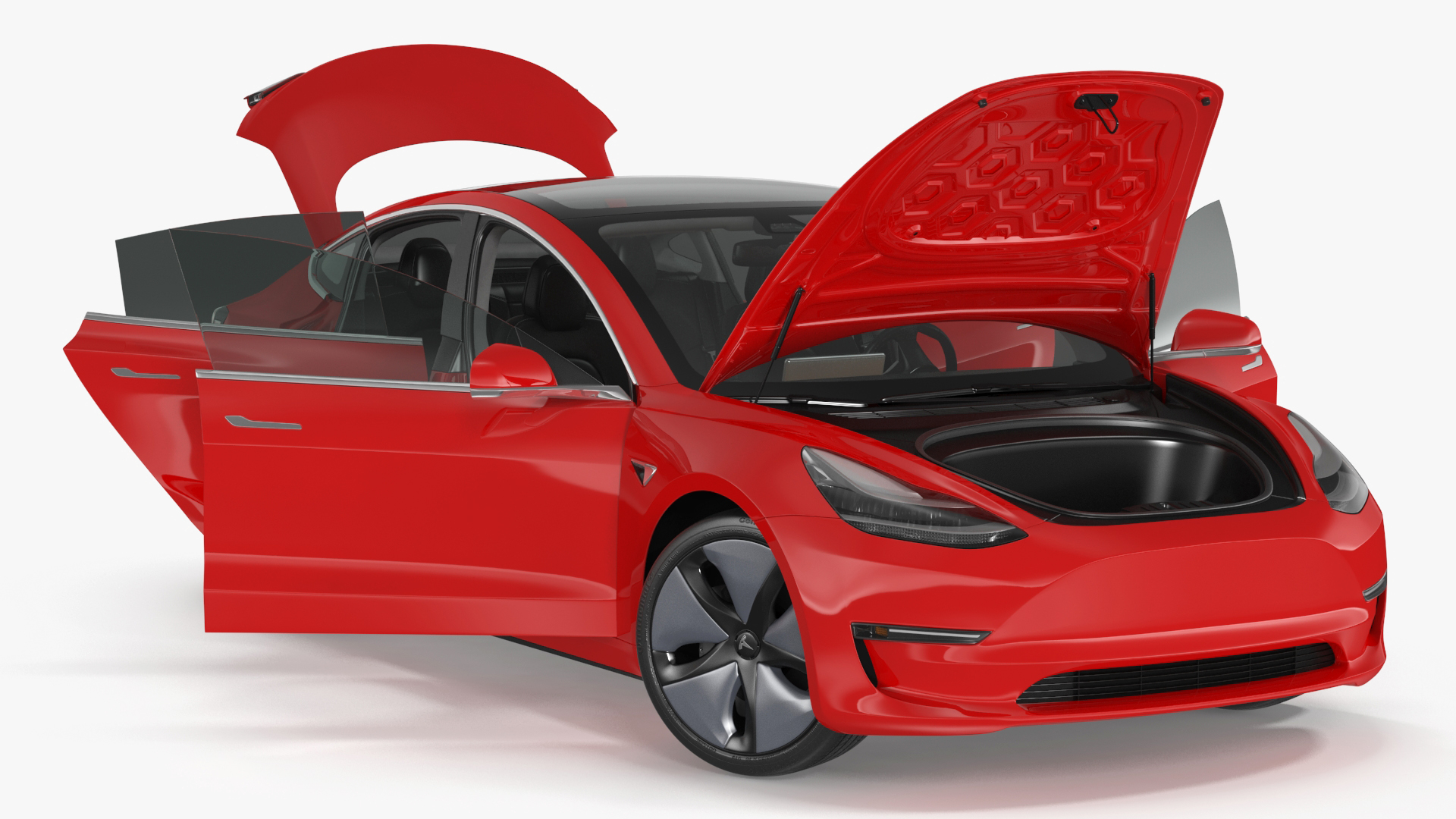 3D model Tesla with Aero Wheel Cower Accessories Rigged for Cinema 4D