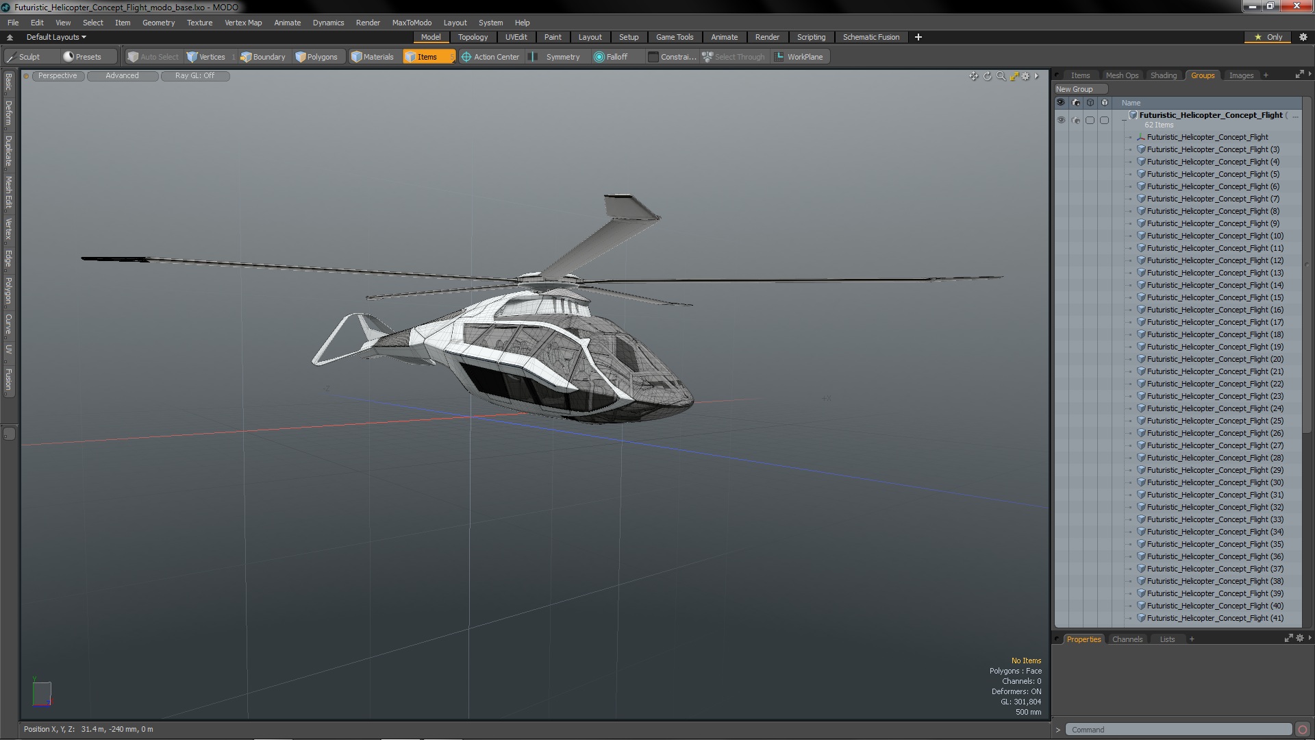 3D Futuristic Helicopter Concept Flight
