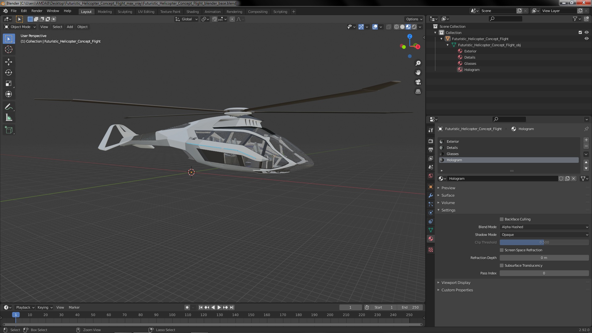 3D Futuristic Helicopter Concept Flight