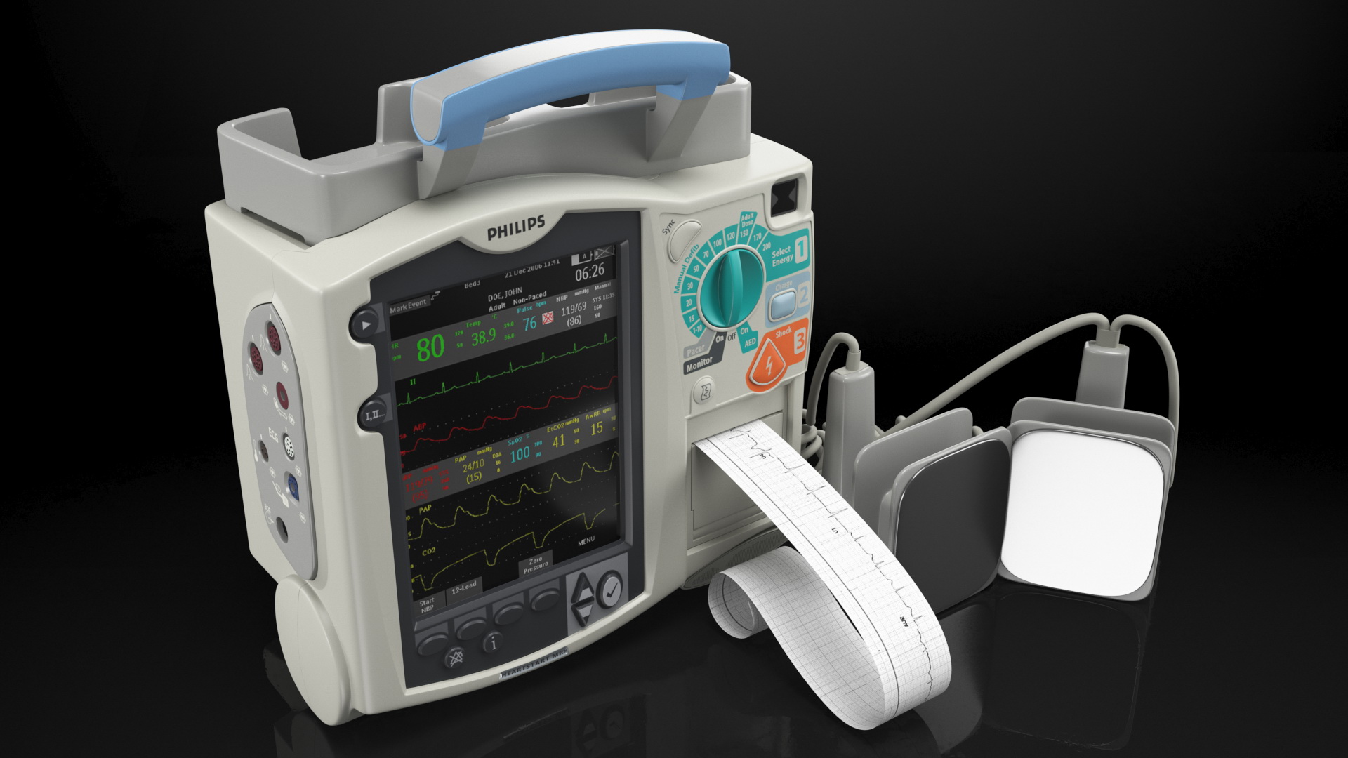 3D Philips HeartStart MRx Defibrillator with ECG Monitor model