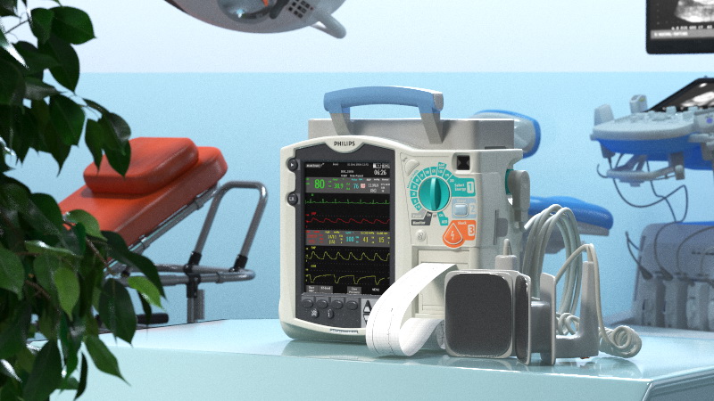 3D Philips HeartStart MRx Defibrillator with ECG Monitor model