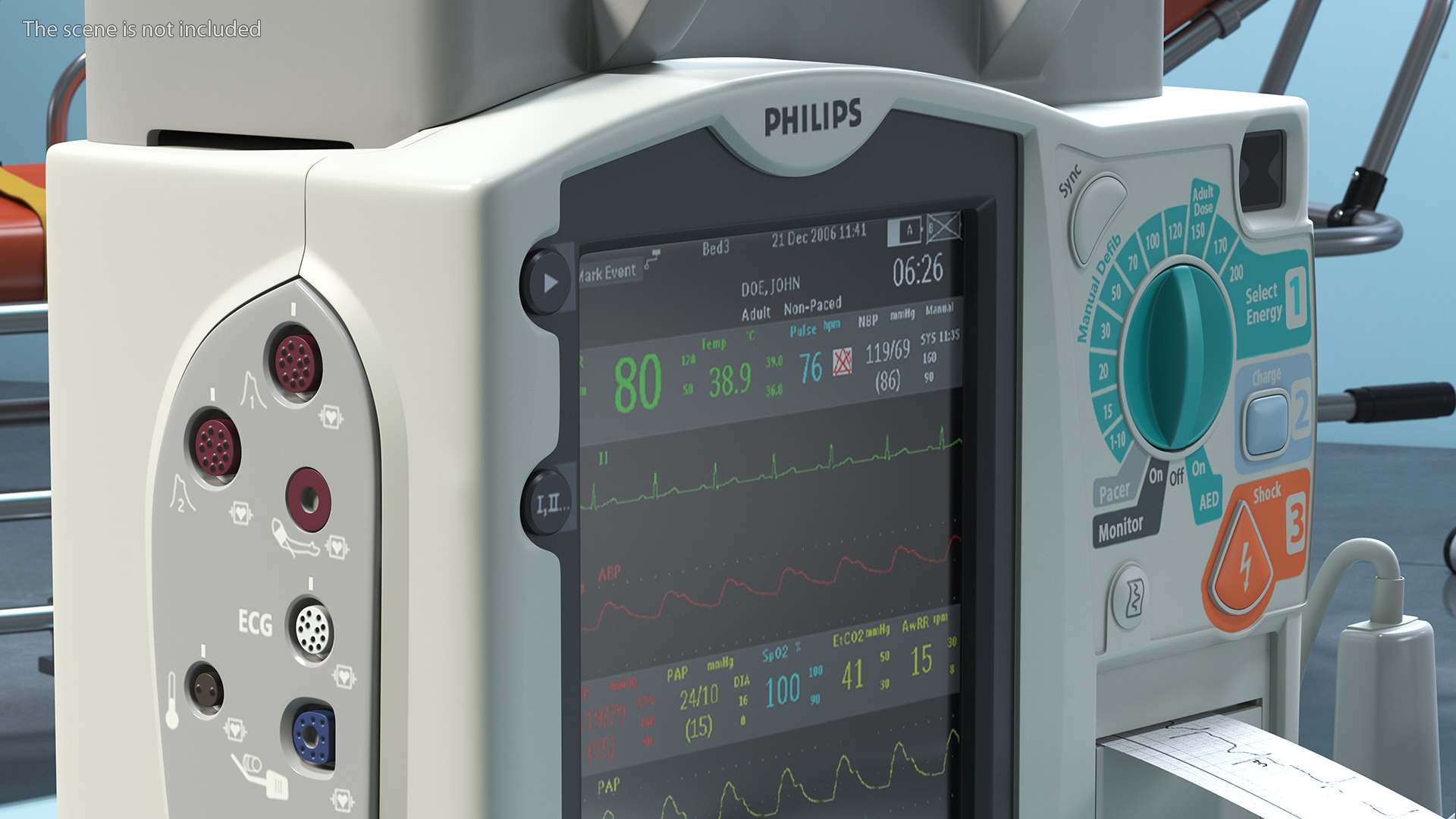 3D Philips HeartStart MRx Defibrillator with ECG Monitor model