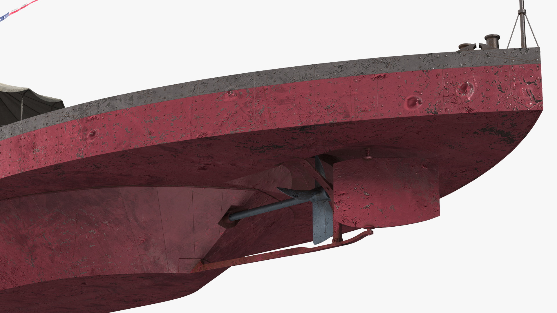 3D USS Monitor with Tower Old Rigged model