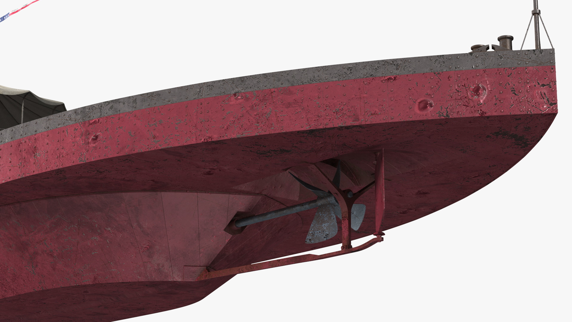 3D USS Monitor with Tower Old Rigged model