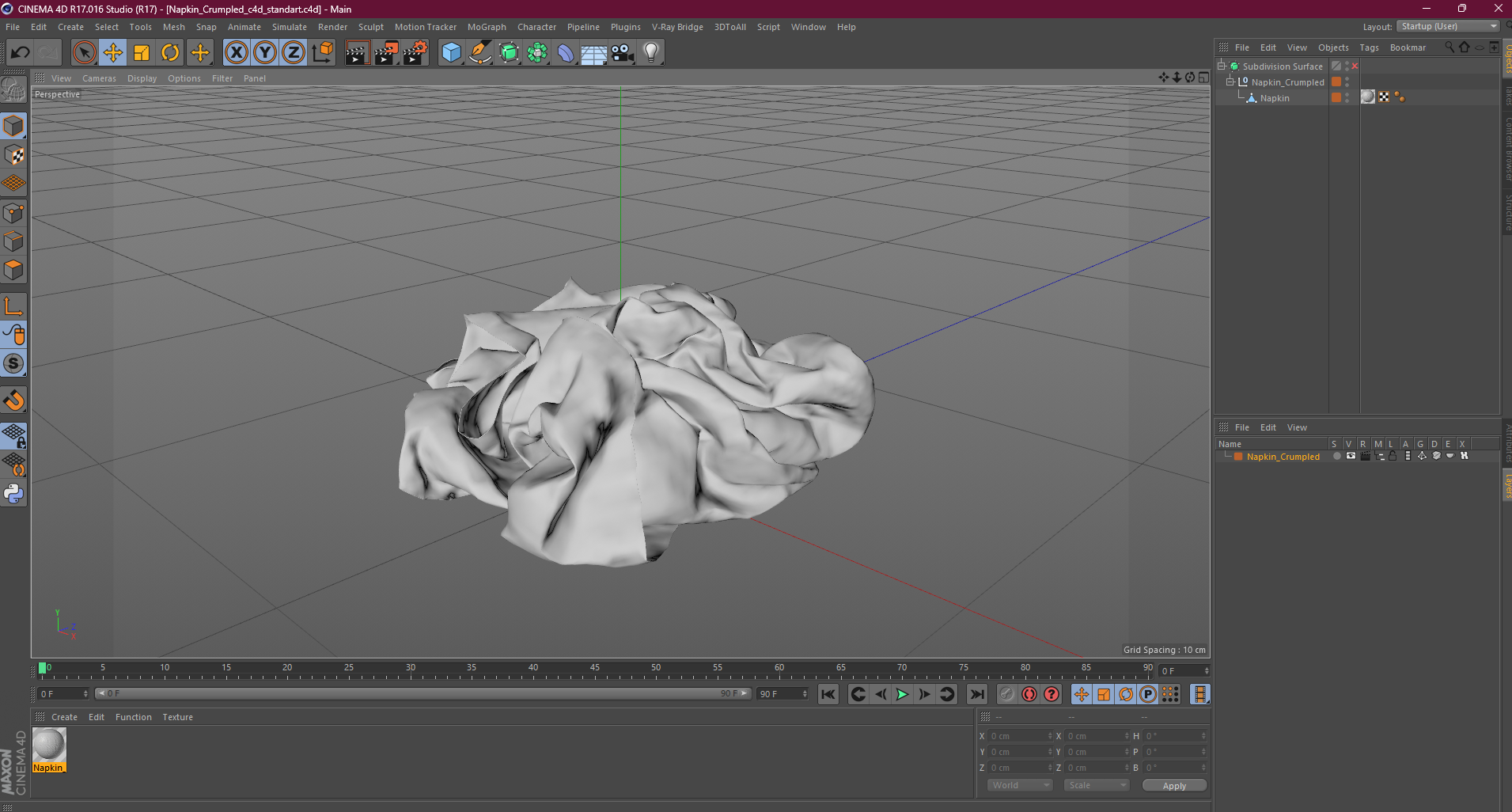 3D model Napkin Crumpled