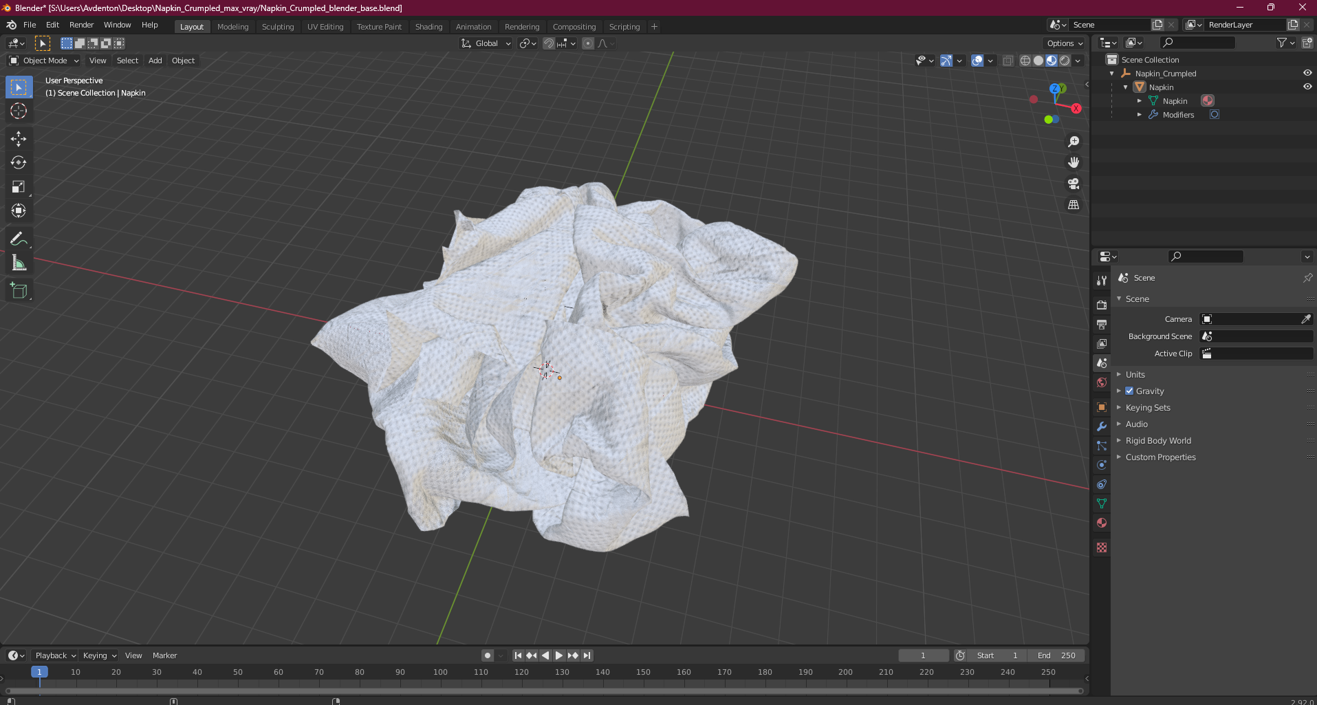3D model Napkin Crumpled