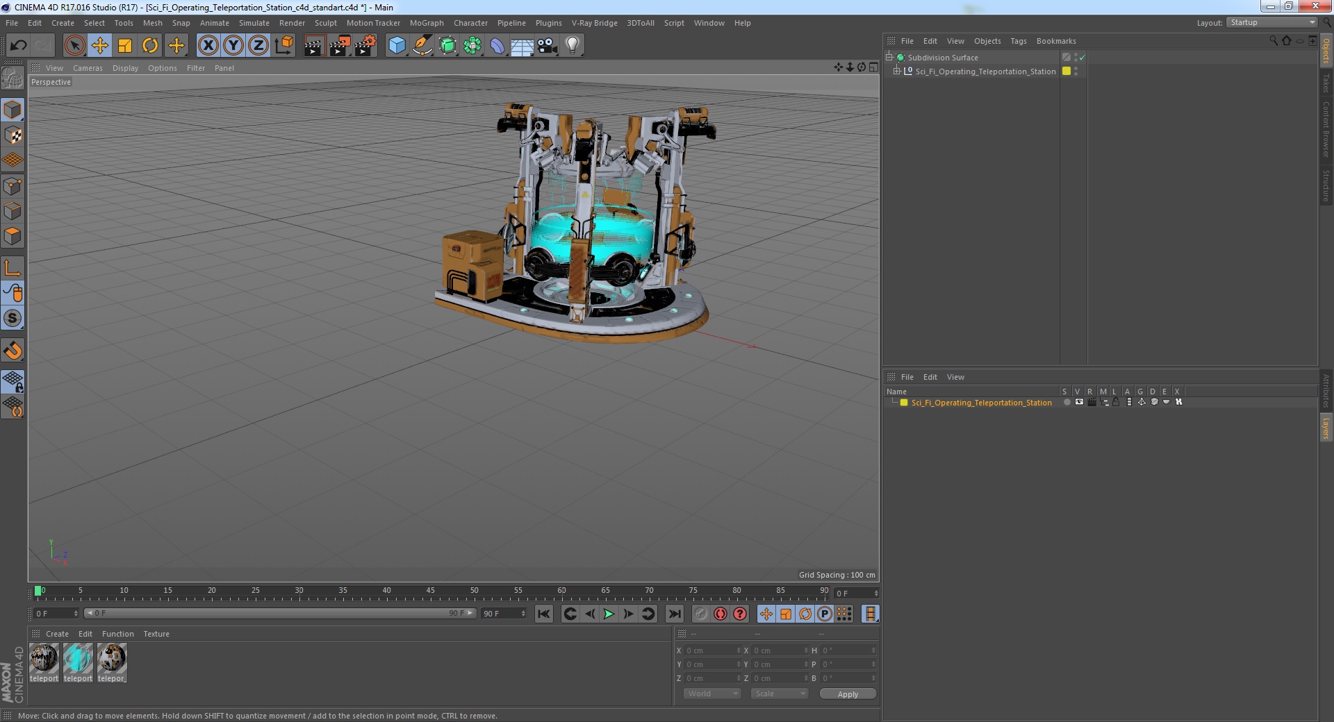 3D Sci Fi Operating Teleportation Station model