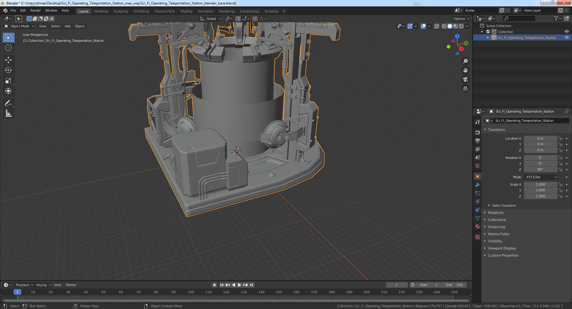 3D Sci Fi Operating Teleportation Station model