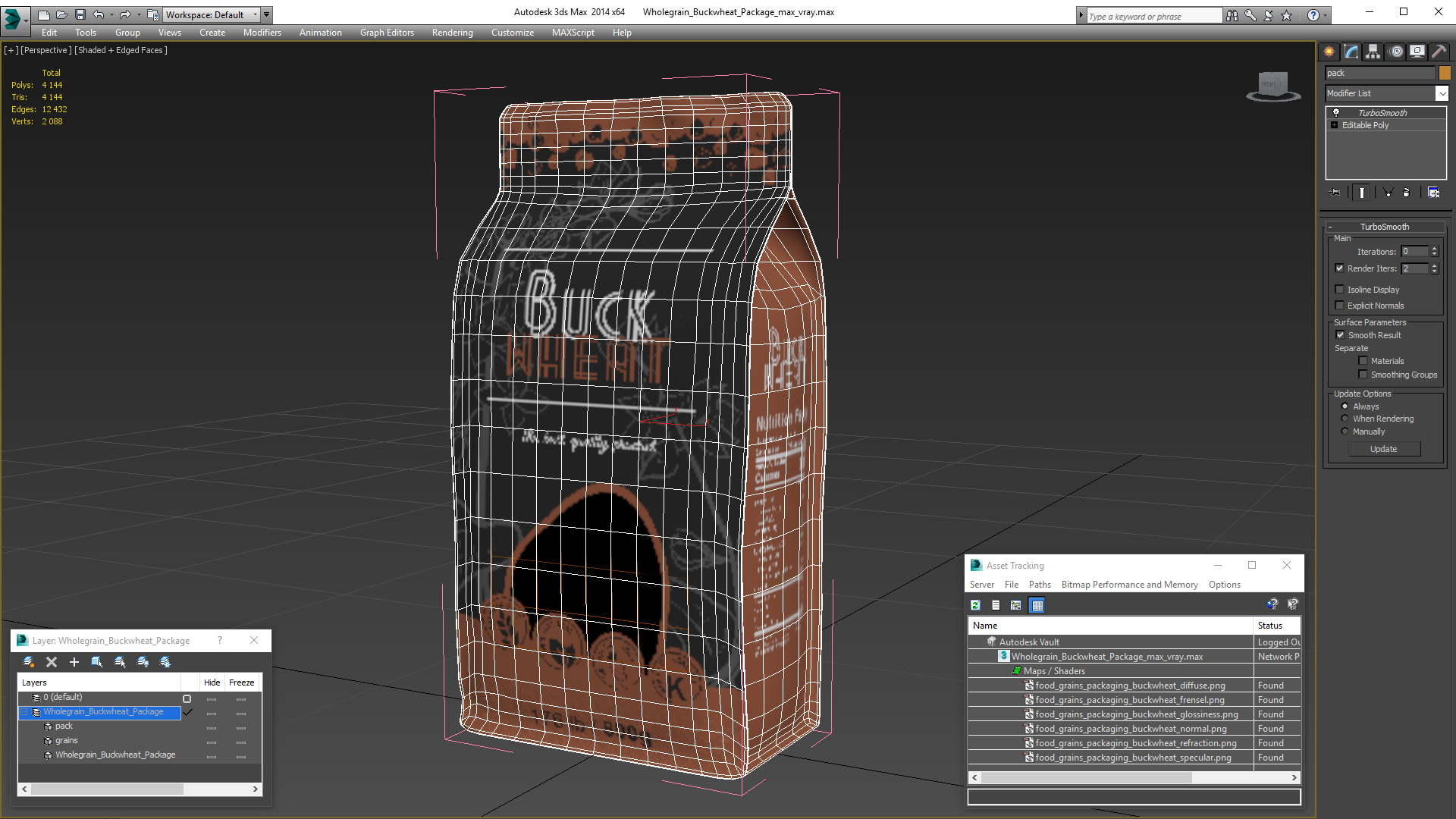 3D Wholegrain Buckwheat Package model