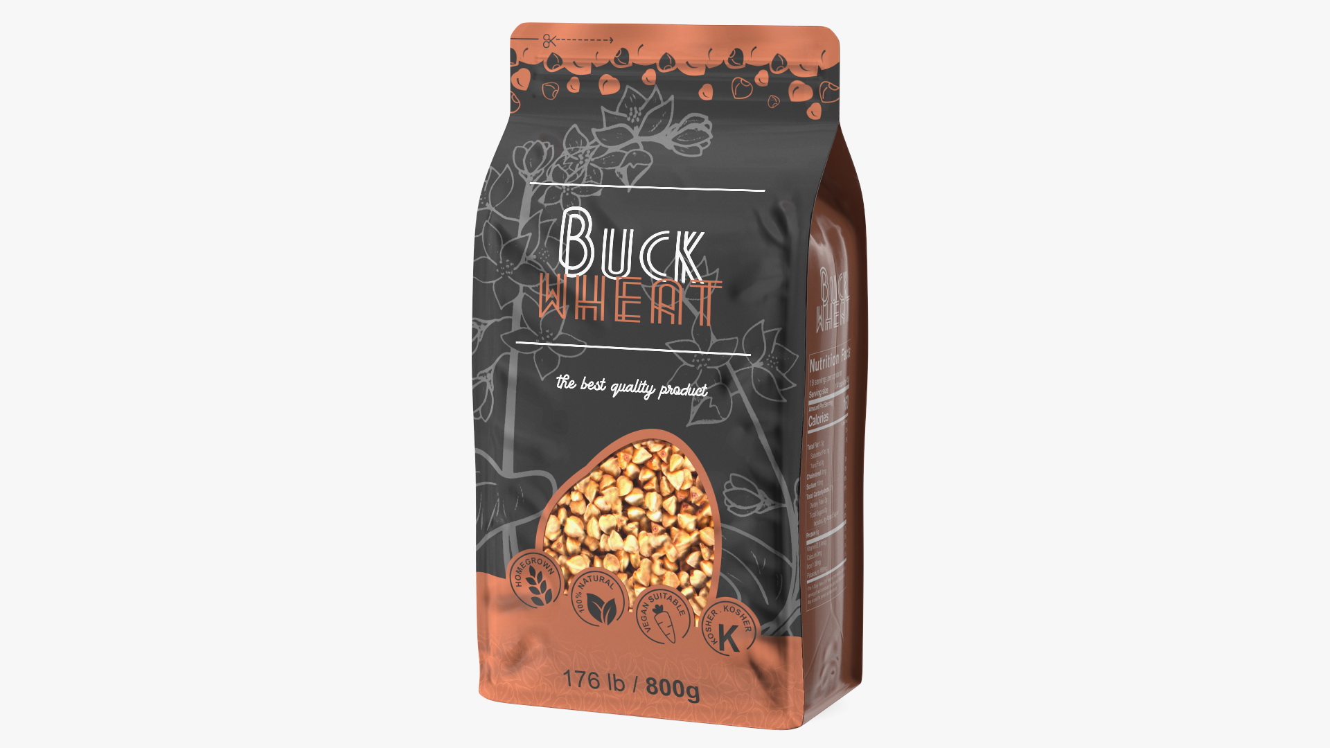 3D Wholegrain Buckwheat Package model