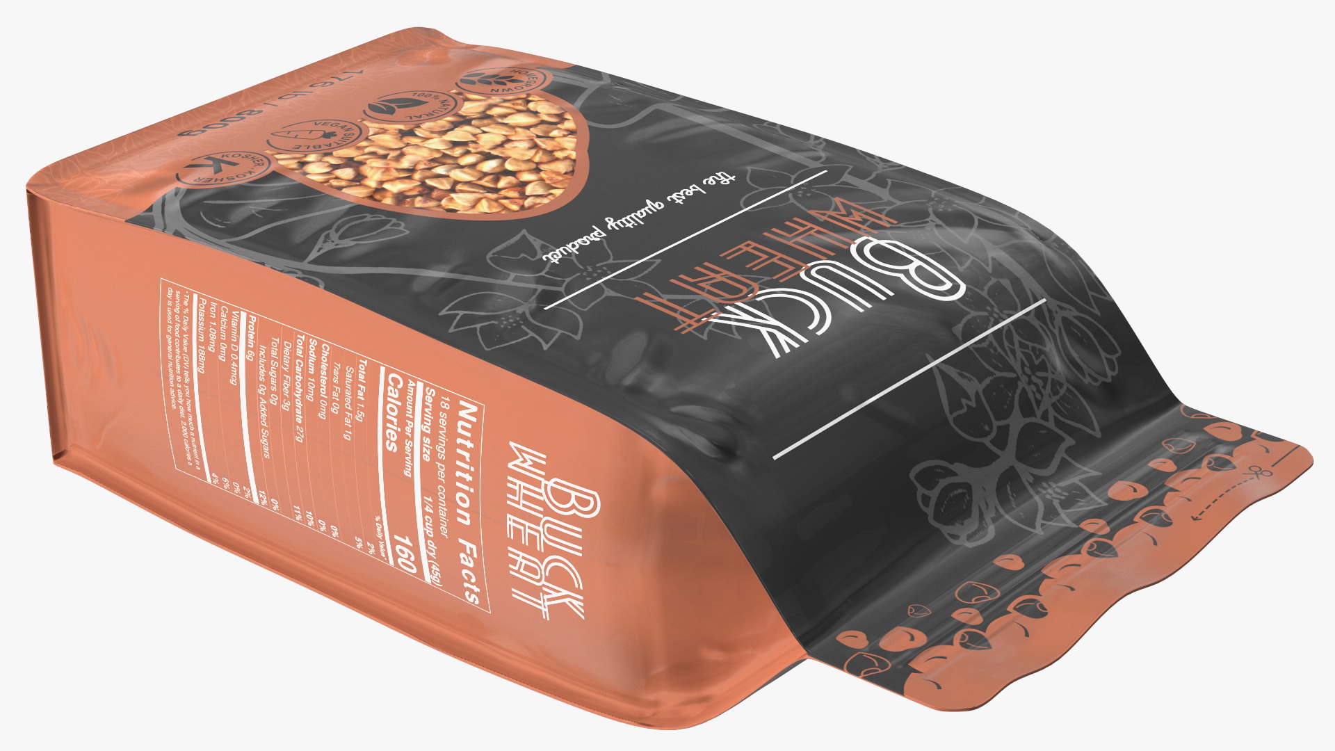 3D Wholegrain Buckwheat Package model